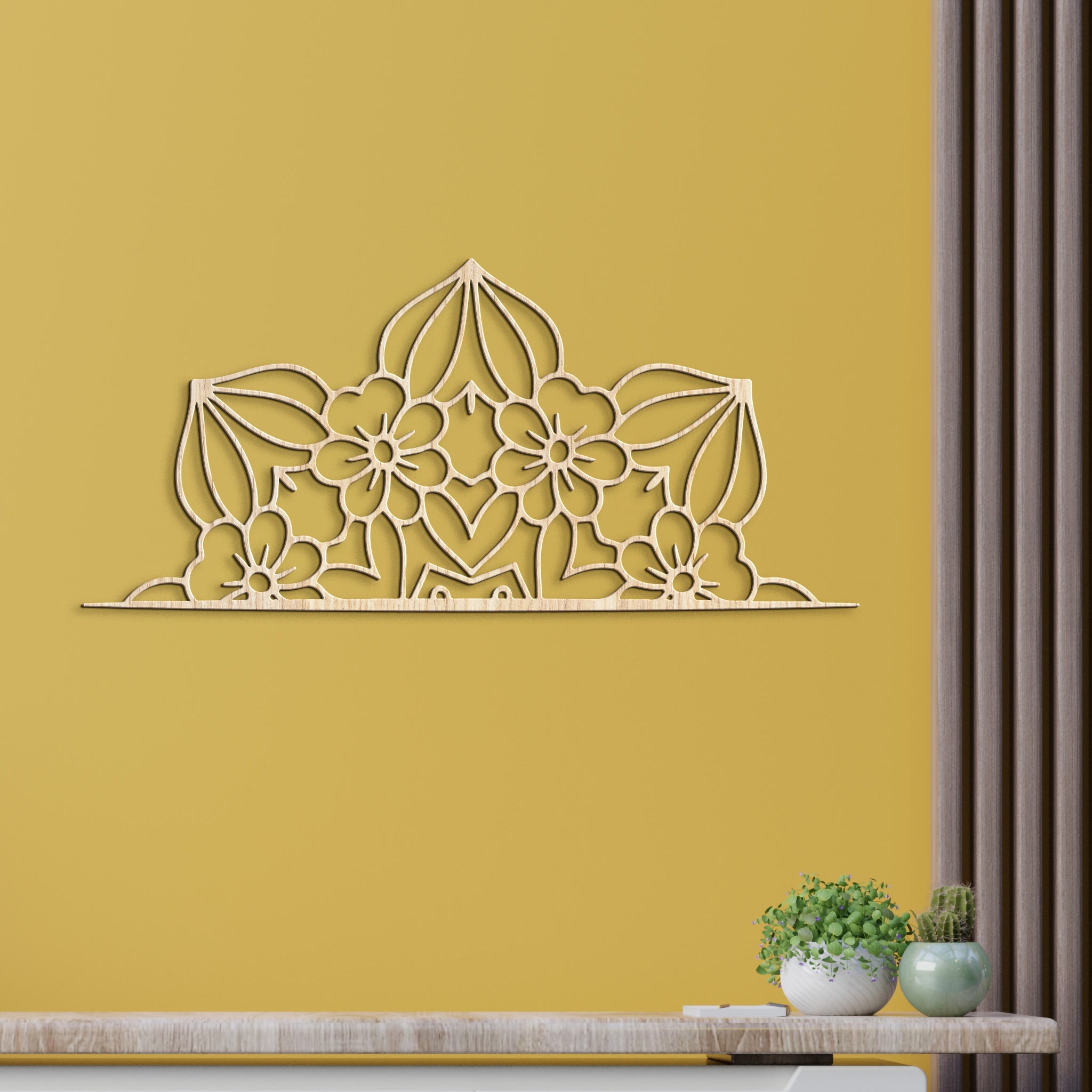 Drevená mandala polkruh CROWN