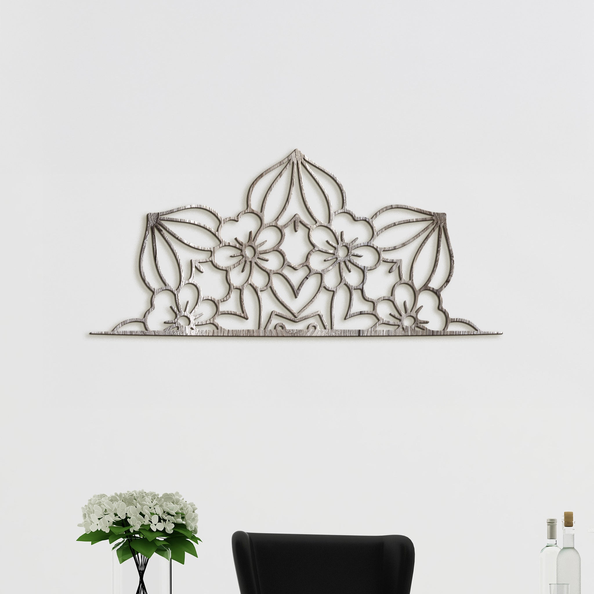 Drevená mandala polkruh CROWN