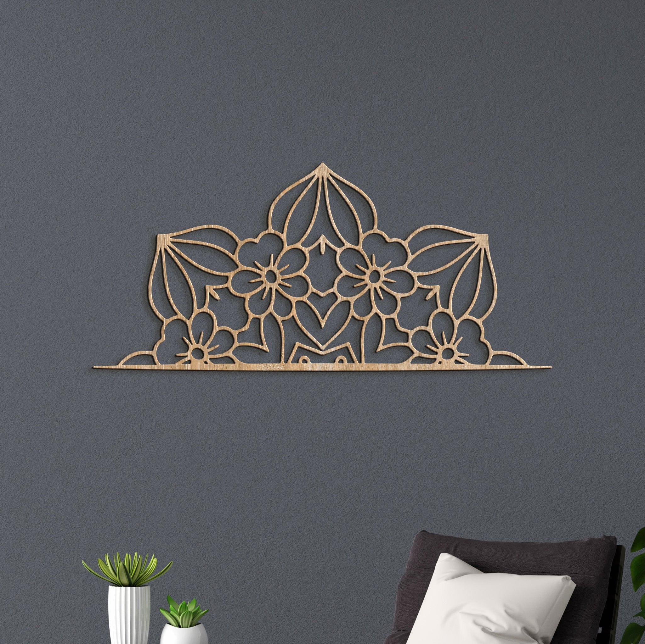 Drevená mandala polkruh CROWN