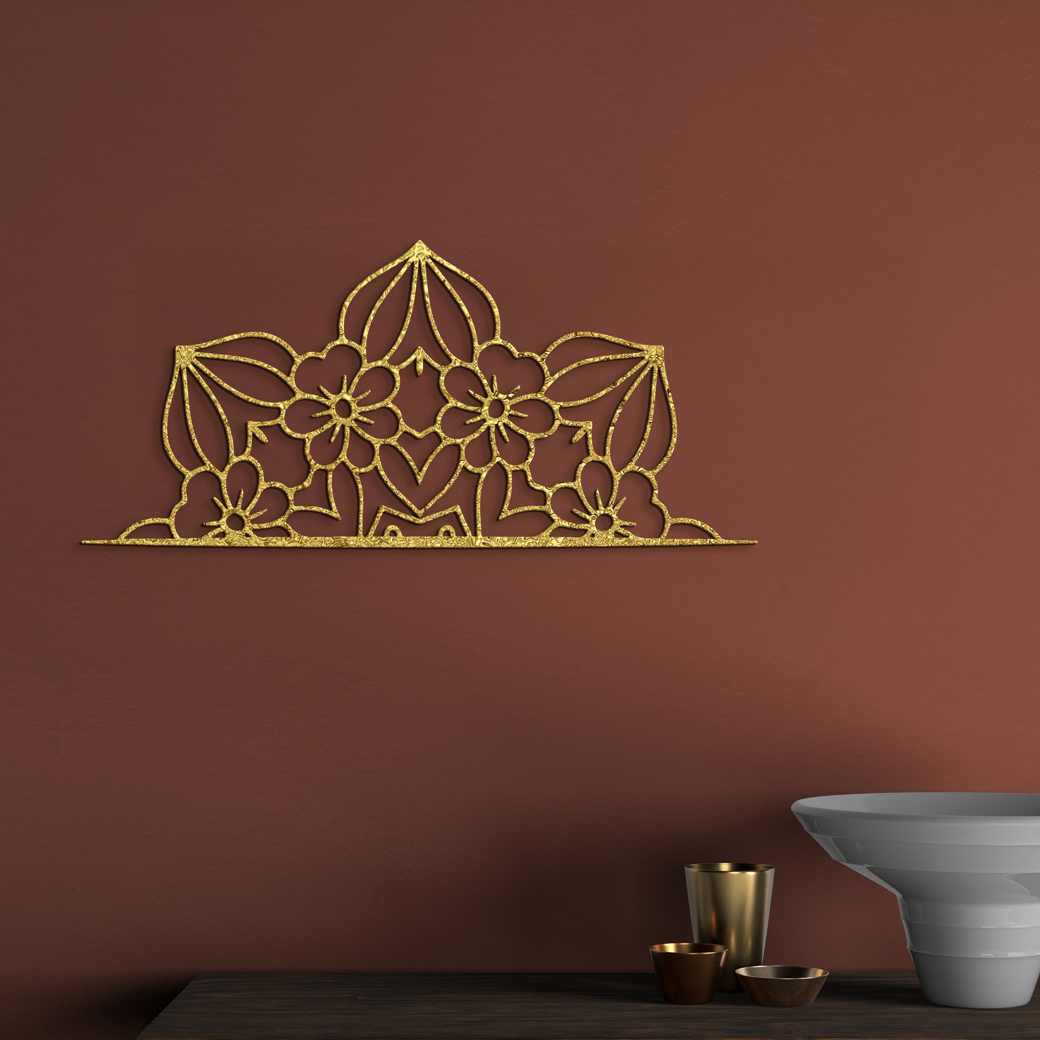 Drevená mandala polkruh CROWN