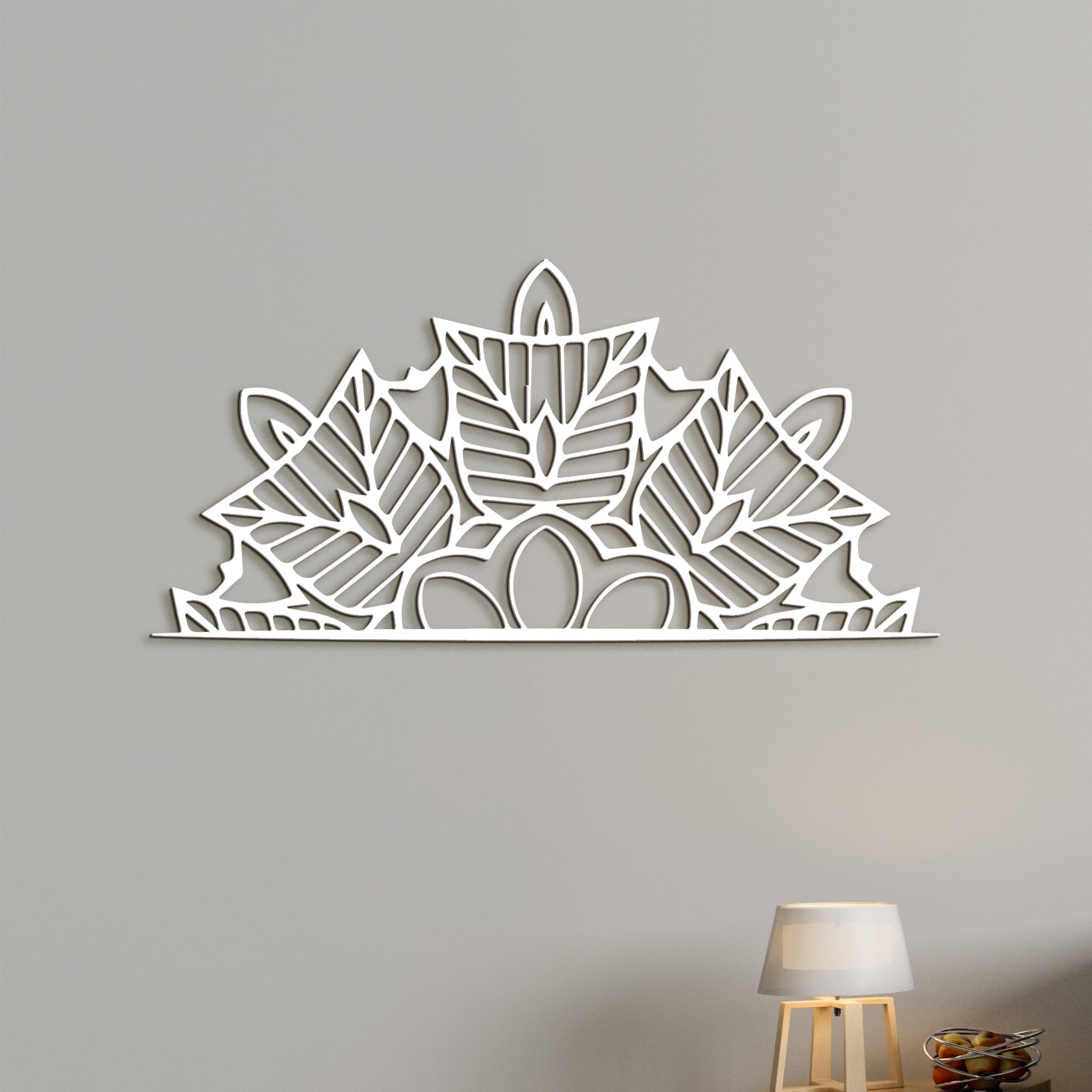 Drevená mandala polkruh Ornament