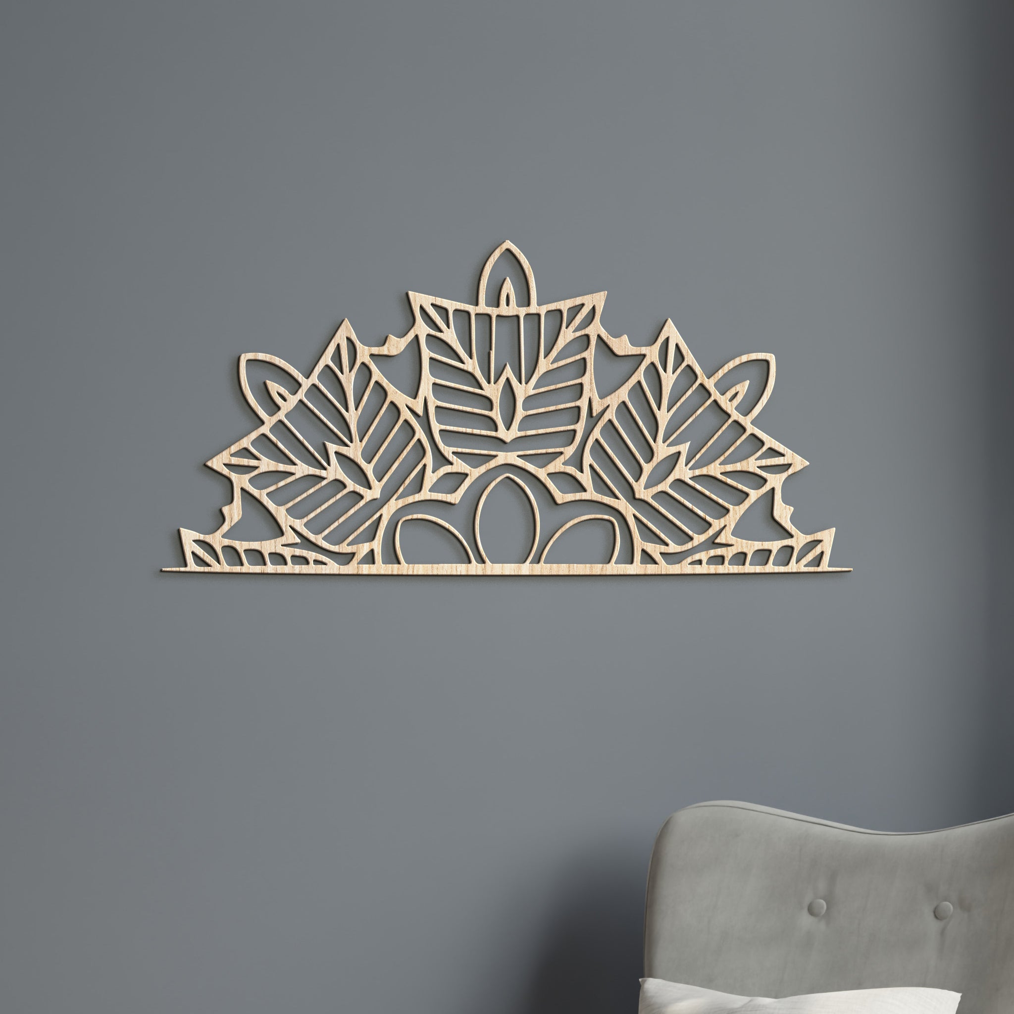 Drevená mandala polkruh Ornament