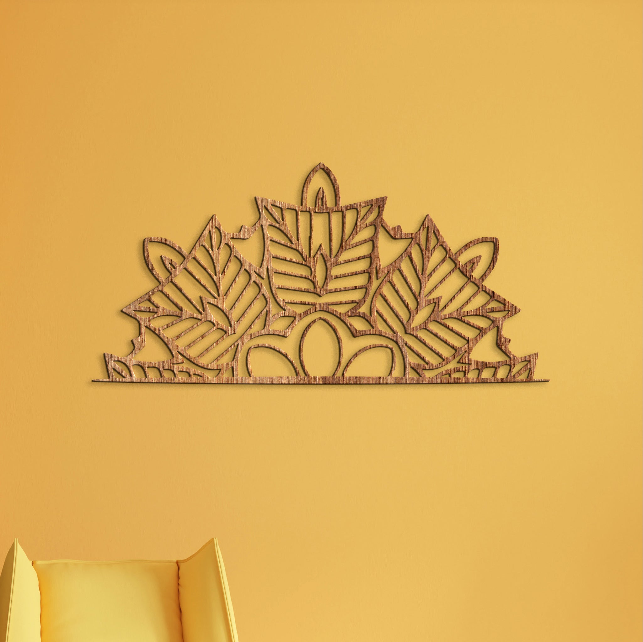 Drevená mandala polkruh Ornament