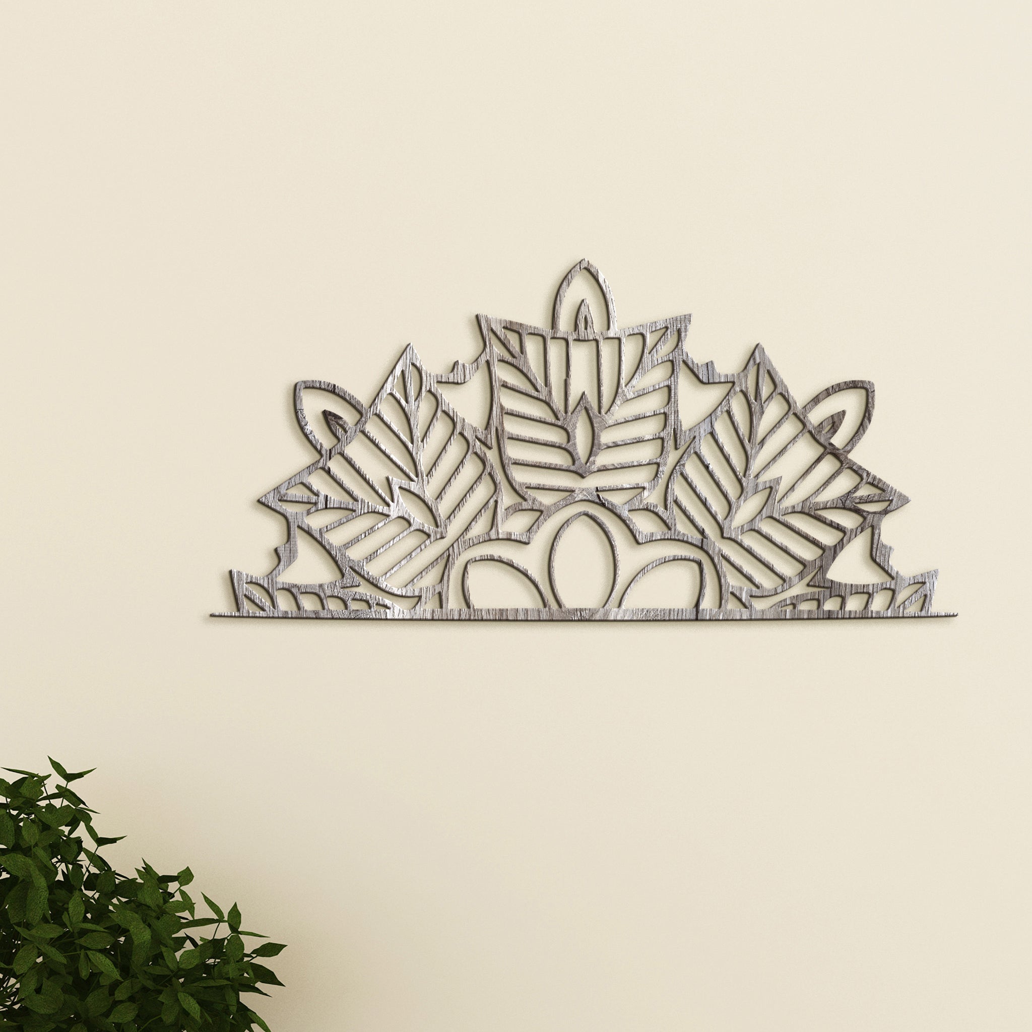Drevená mandala polkruh Ornament
