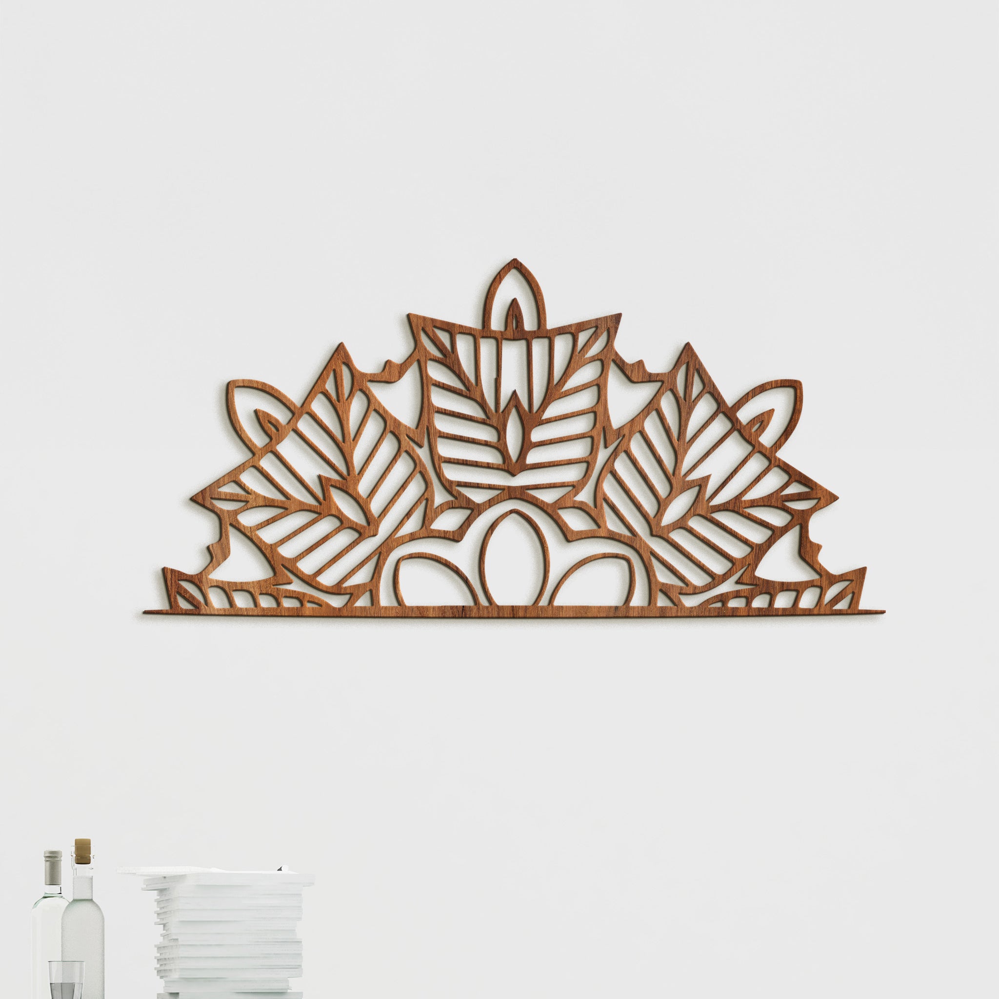 Drevená mandala polkruh Ornament