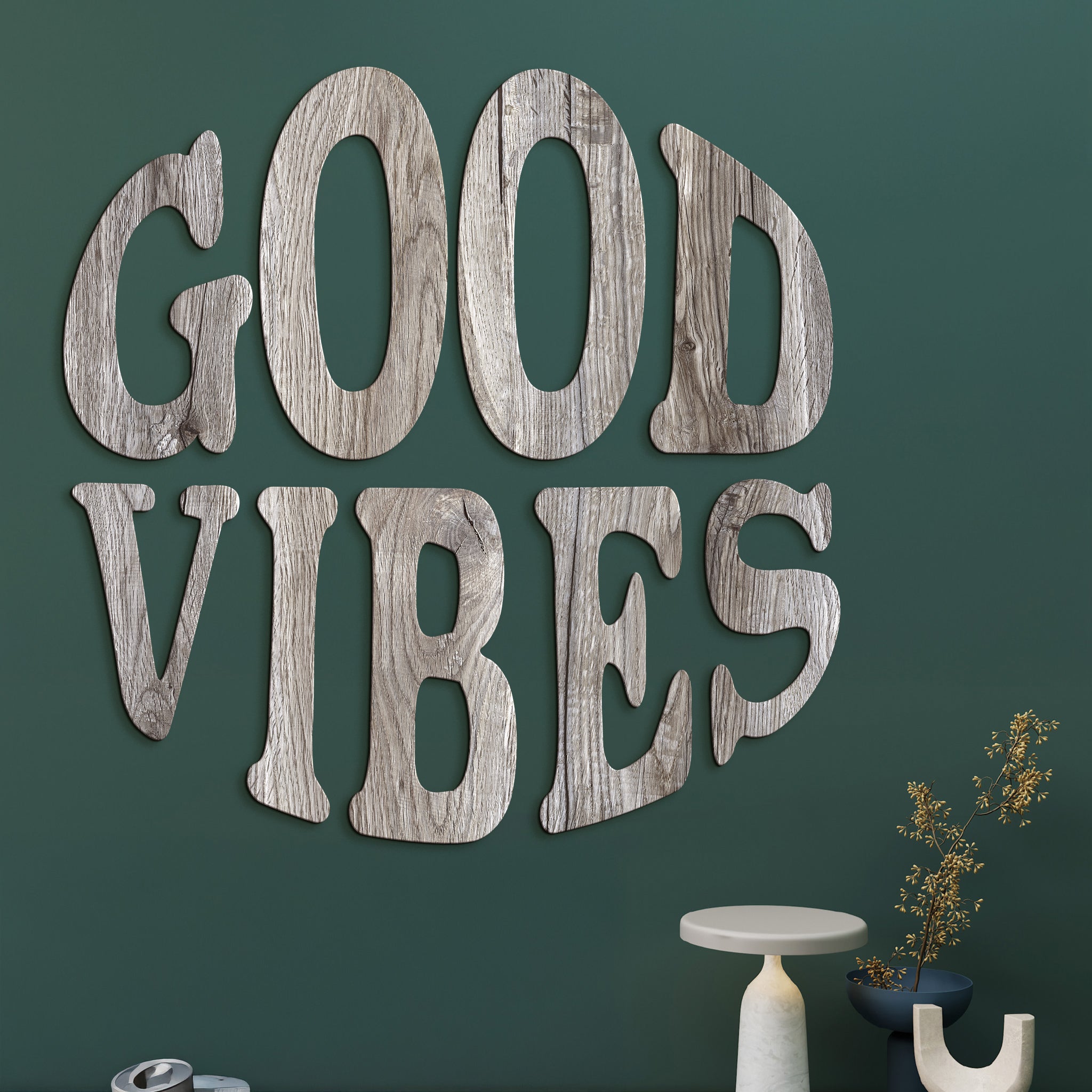 Drevený nápis GOOD VIBES