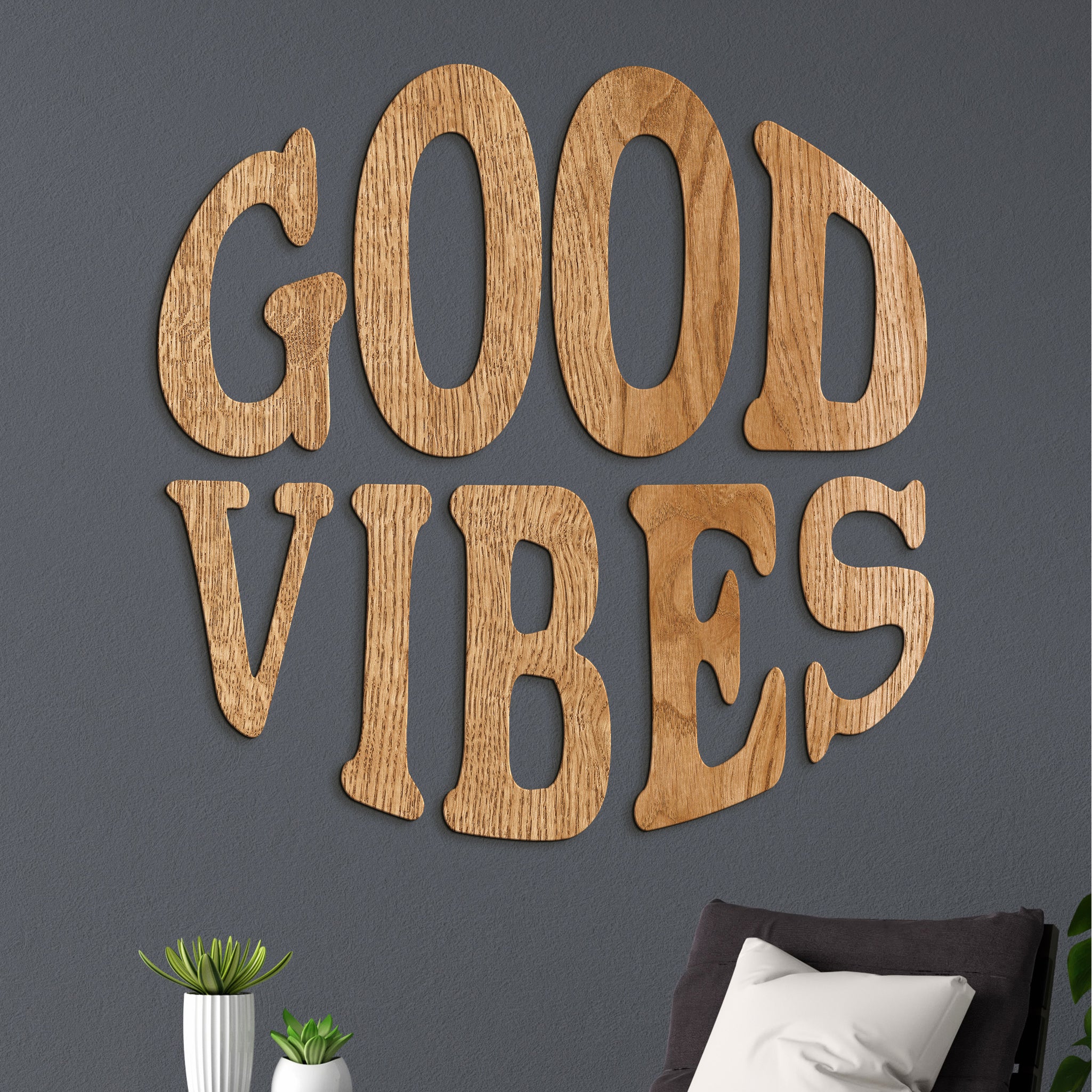 Drevený nápis GOOD VIBES