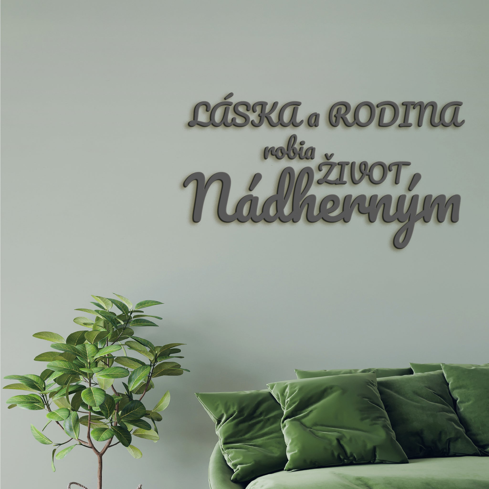 Drevený nápis Láska a rodina robia život nádherným