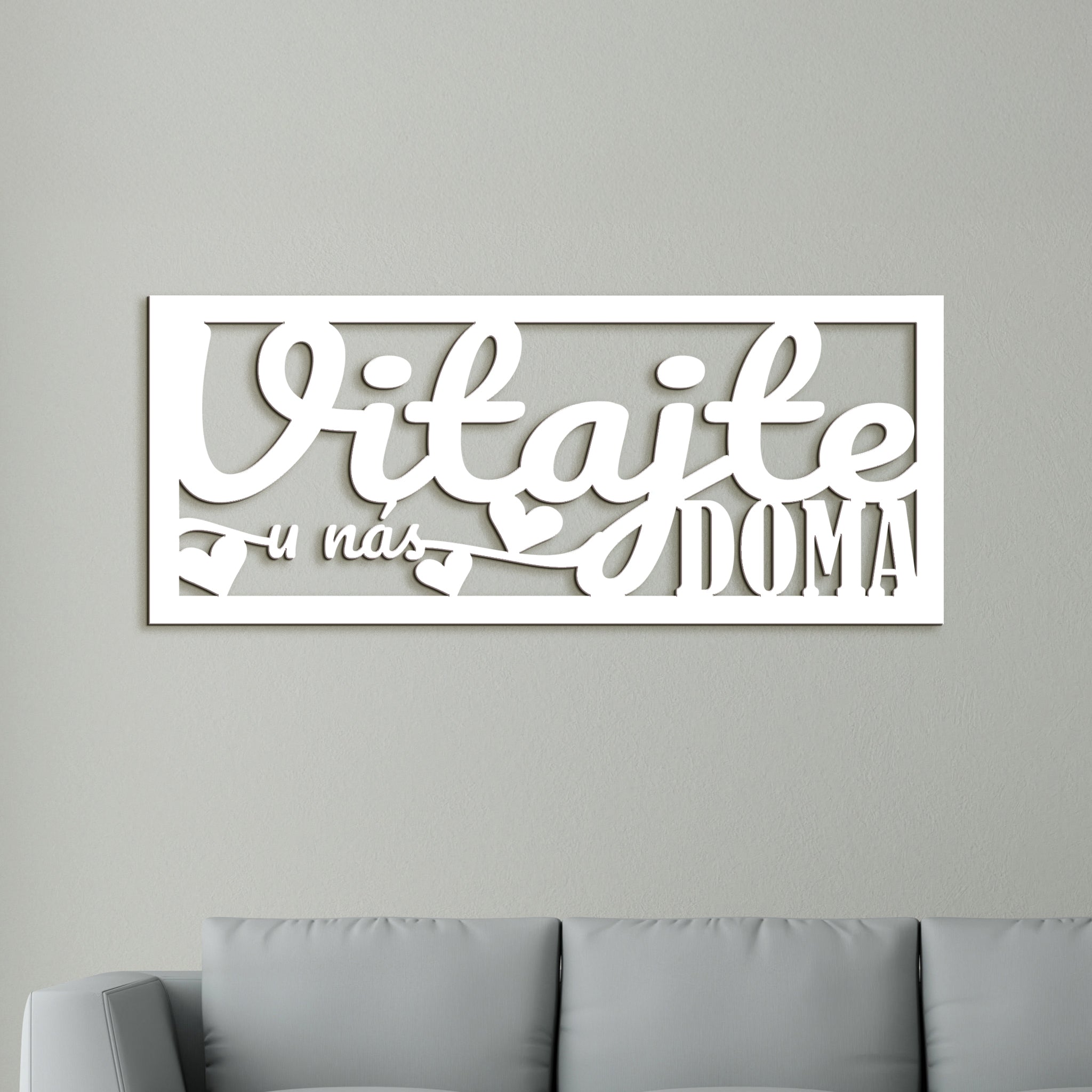 Drevený nápis VITAJTE u nás DOMA