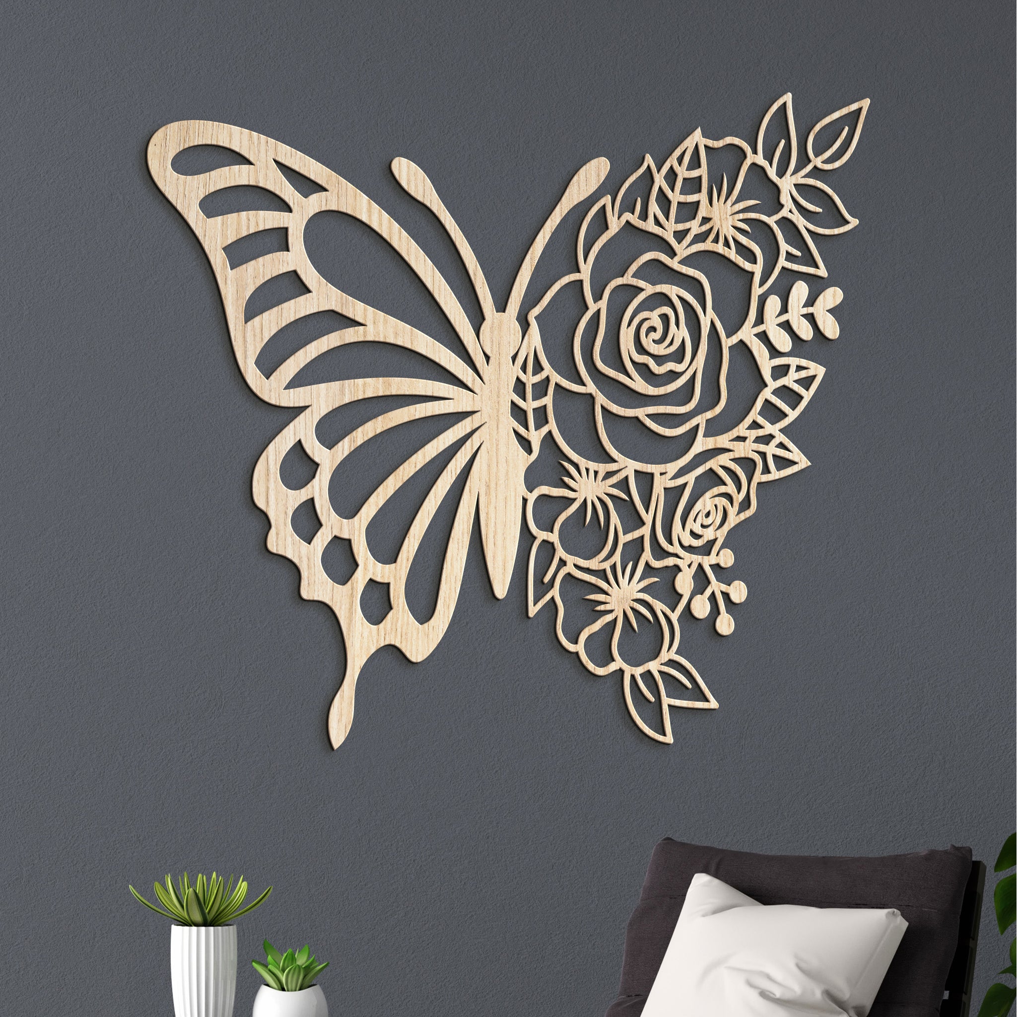 Dreveny obraz Motyl