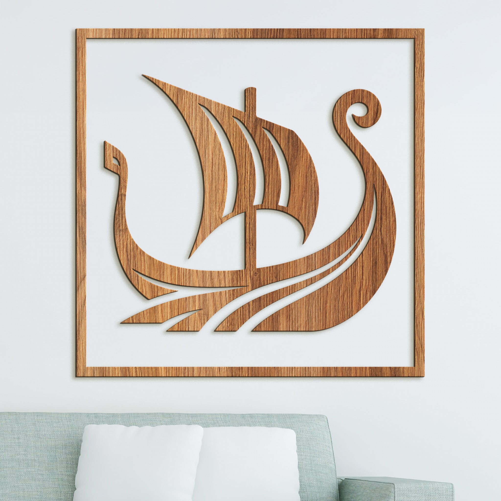Dreveny obraz Vikingska lod