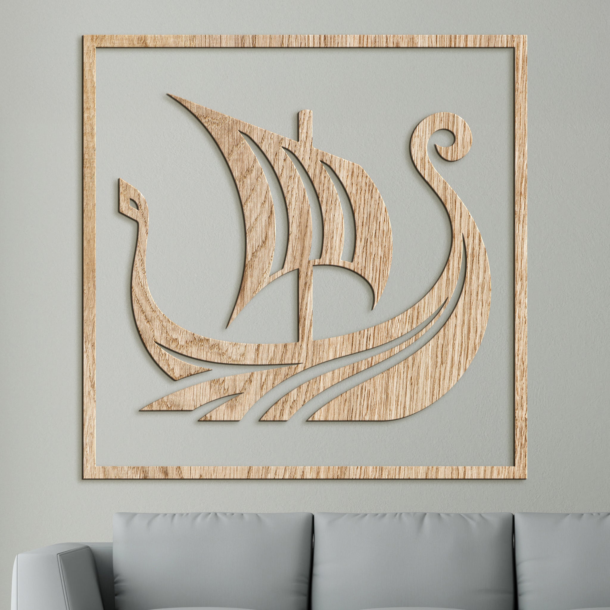 Dreveny obraz Vikingska lod