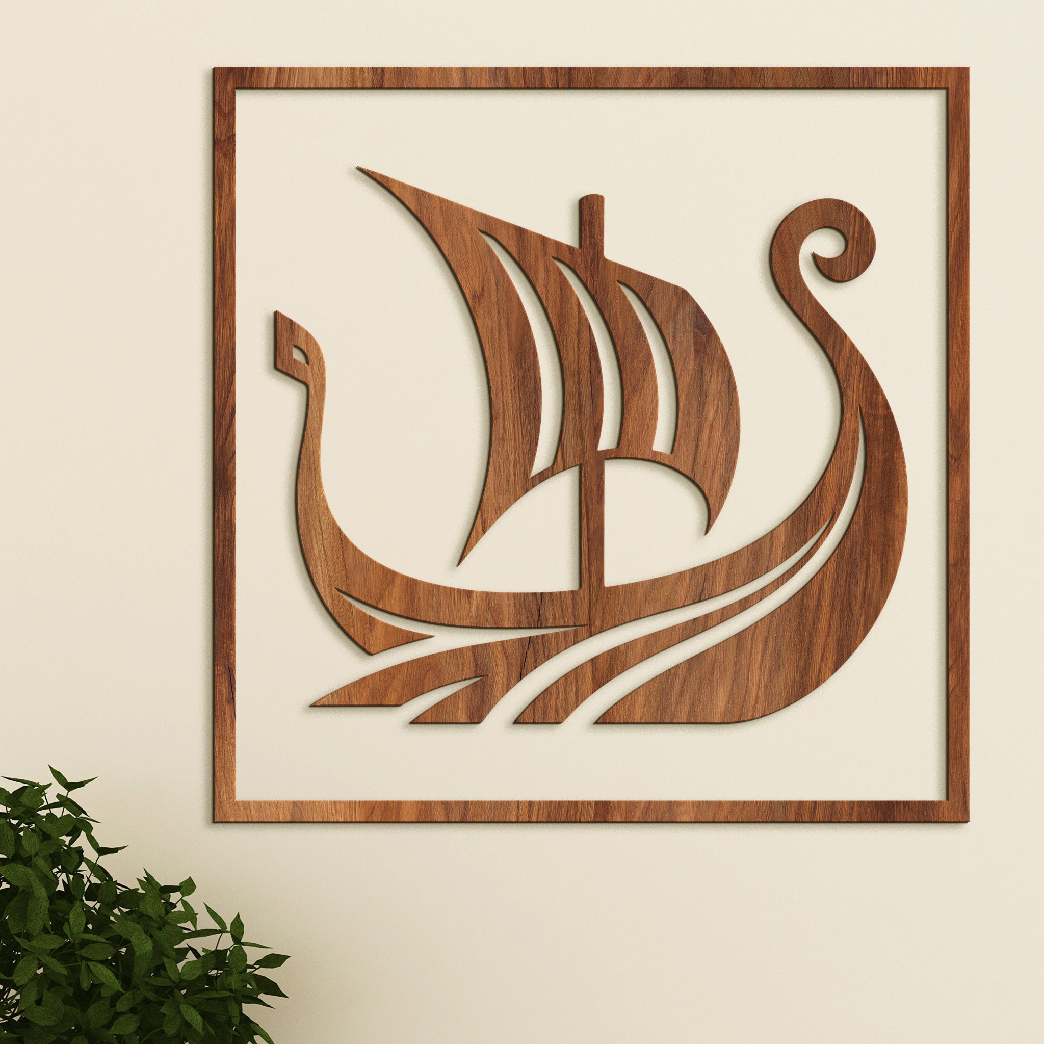 Dreveny obraz Vikingska lod