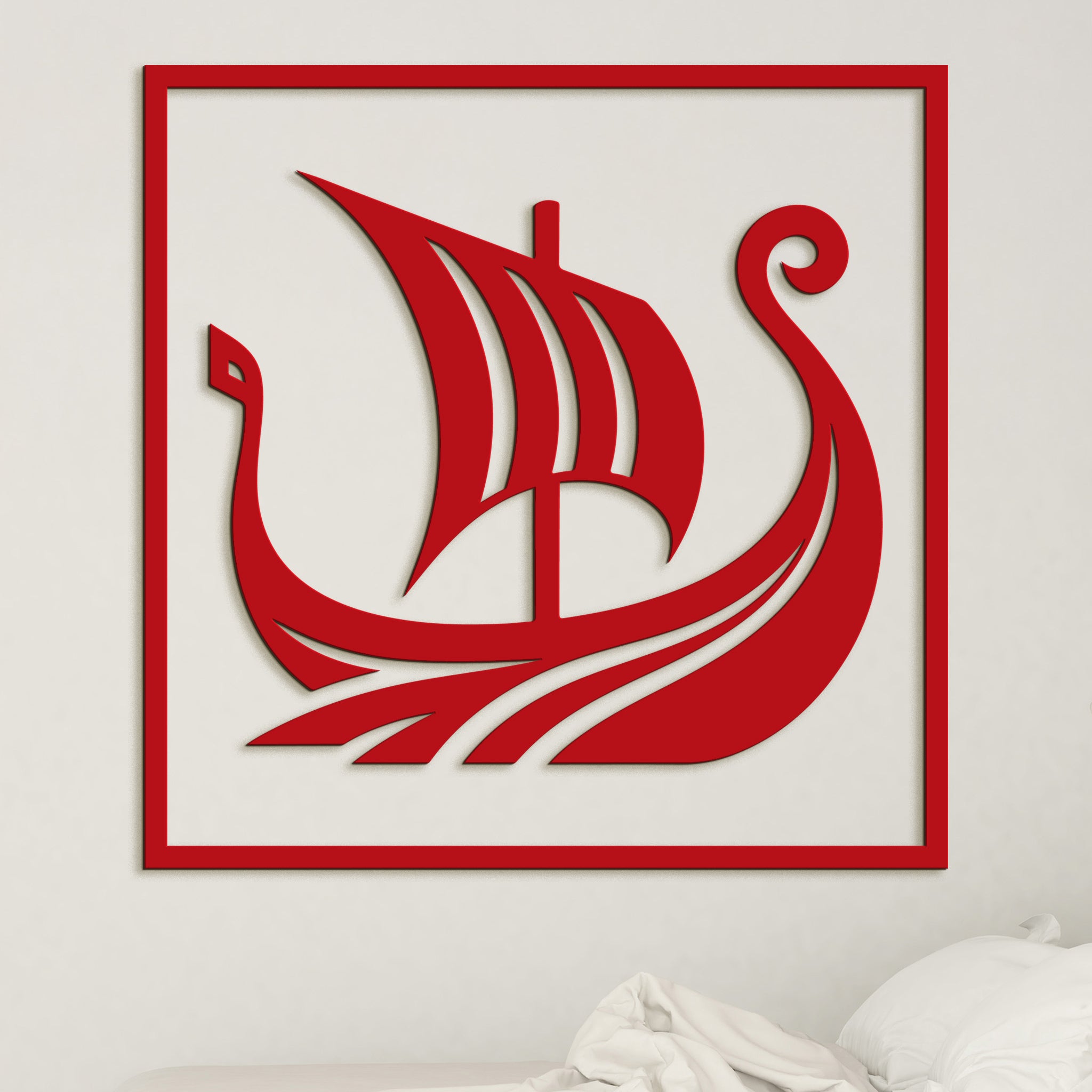 Dreveny obraz Vikingska lod