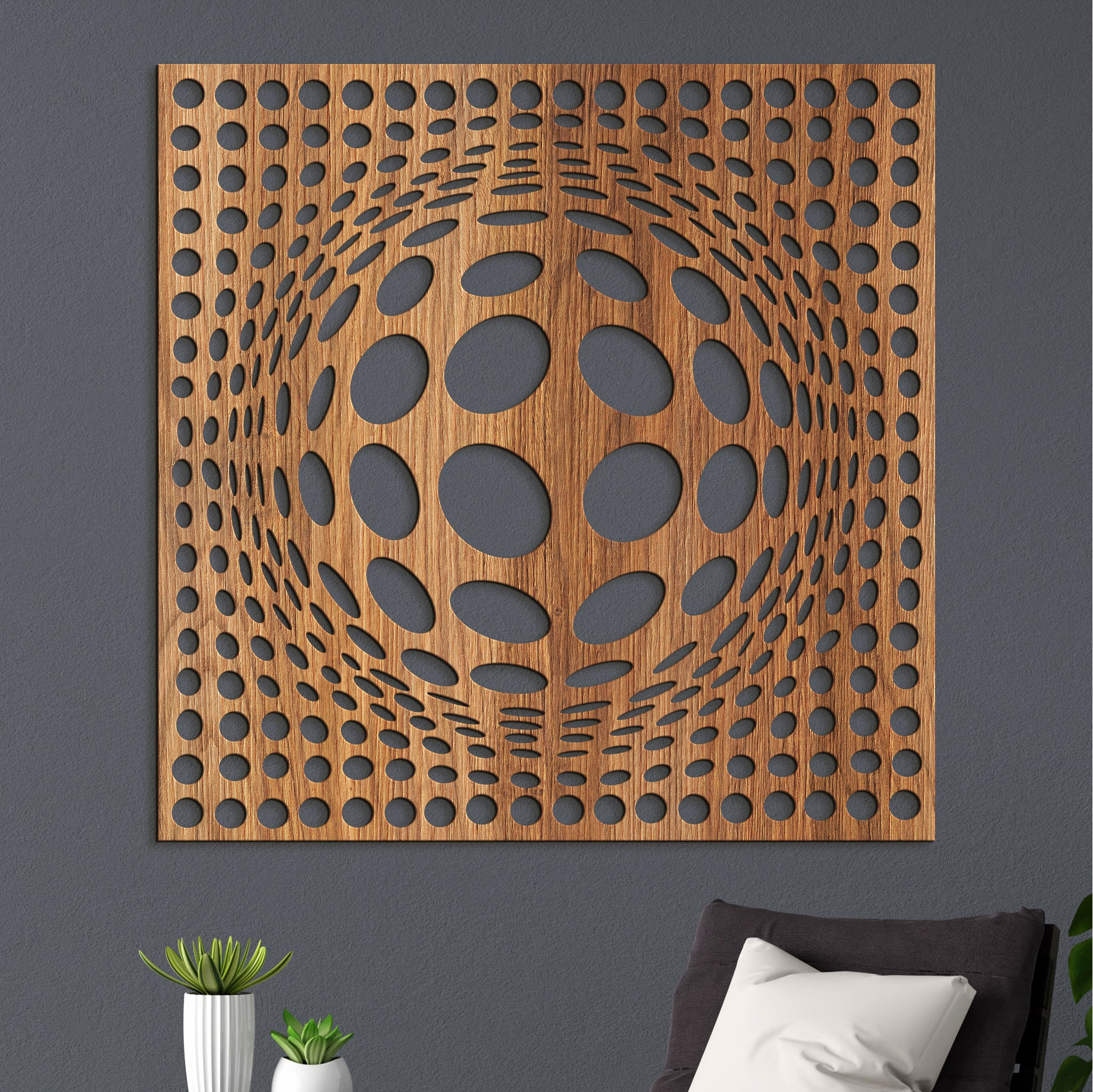 Dreveny panel 3D iluzia