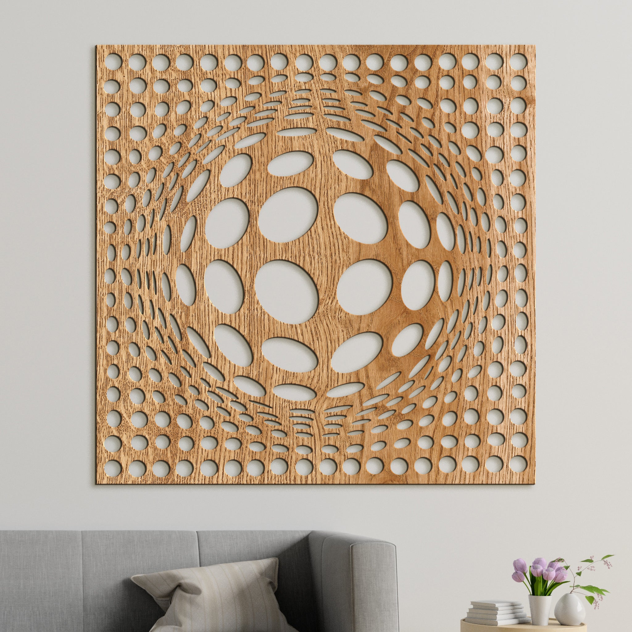 Dreveny panel 3D iluzia