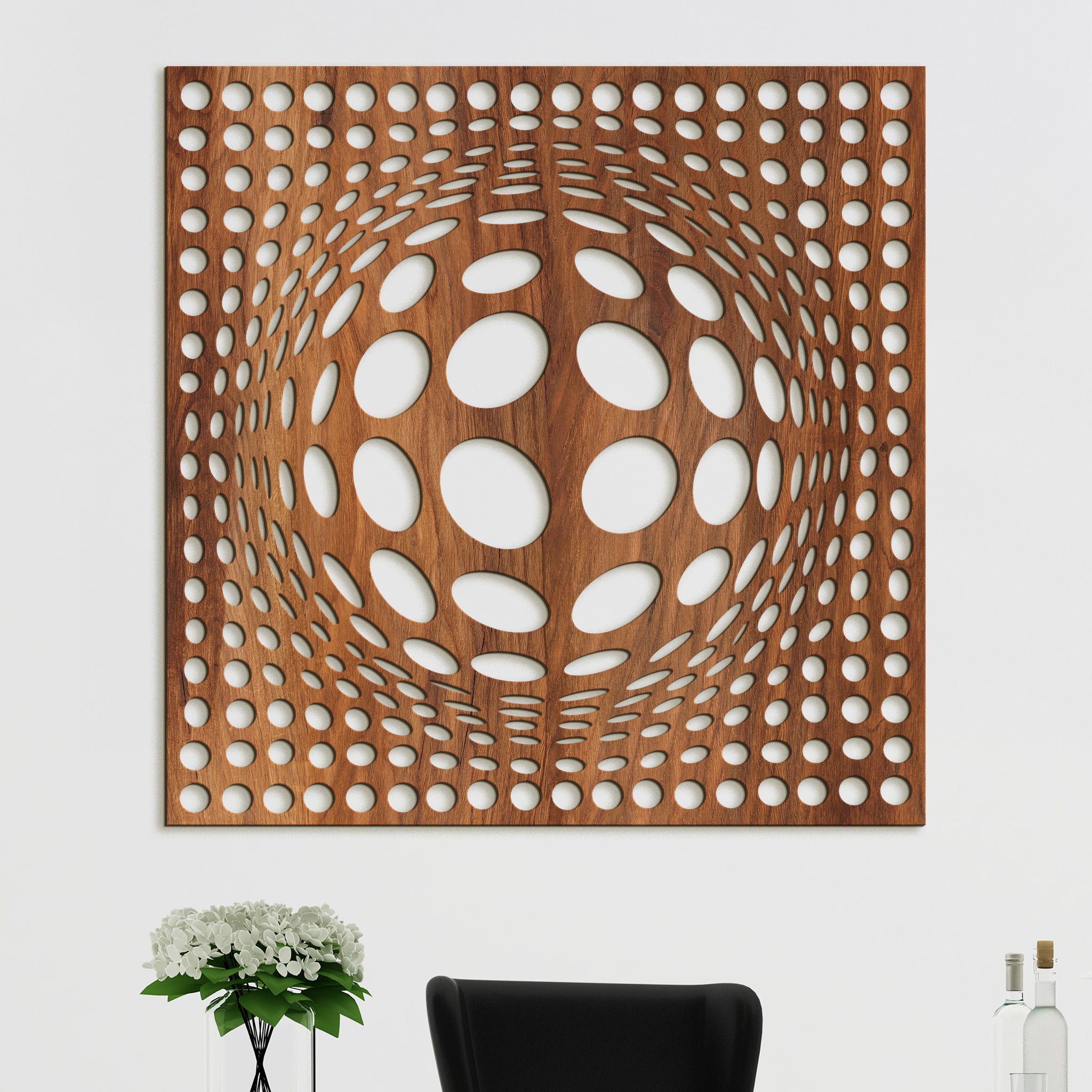 Dreveny panel 3D iluzia
