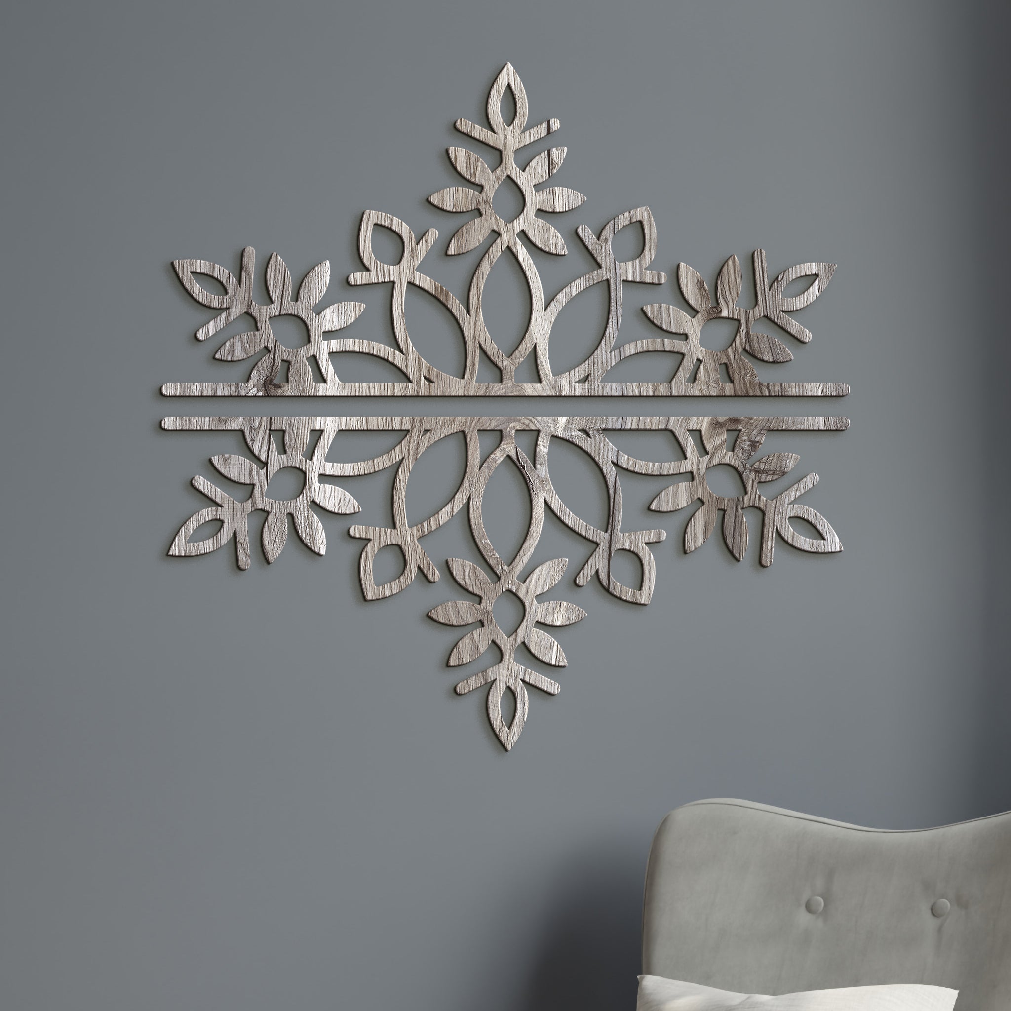 Dvojdielna drevená mandala SNOW