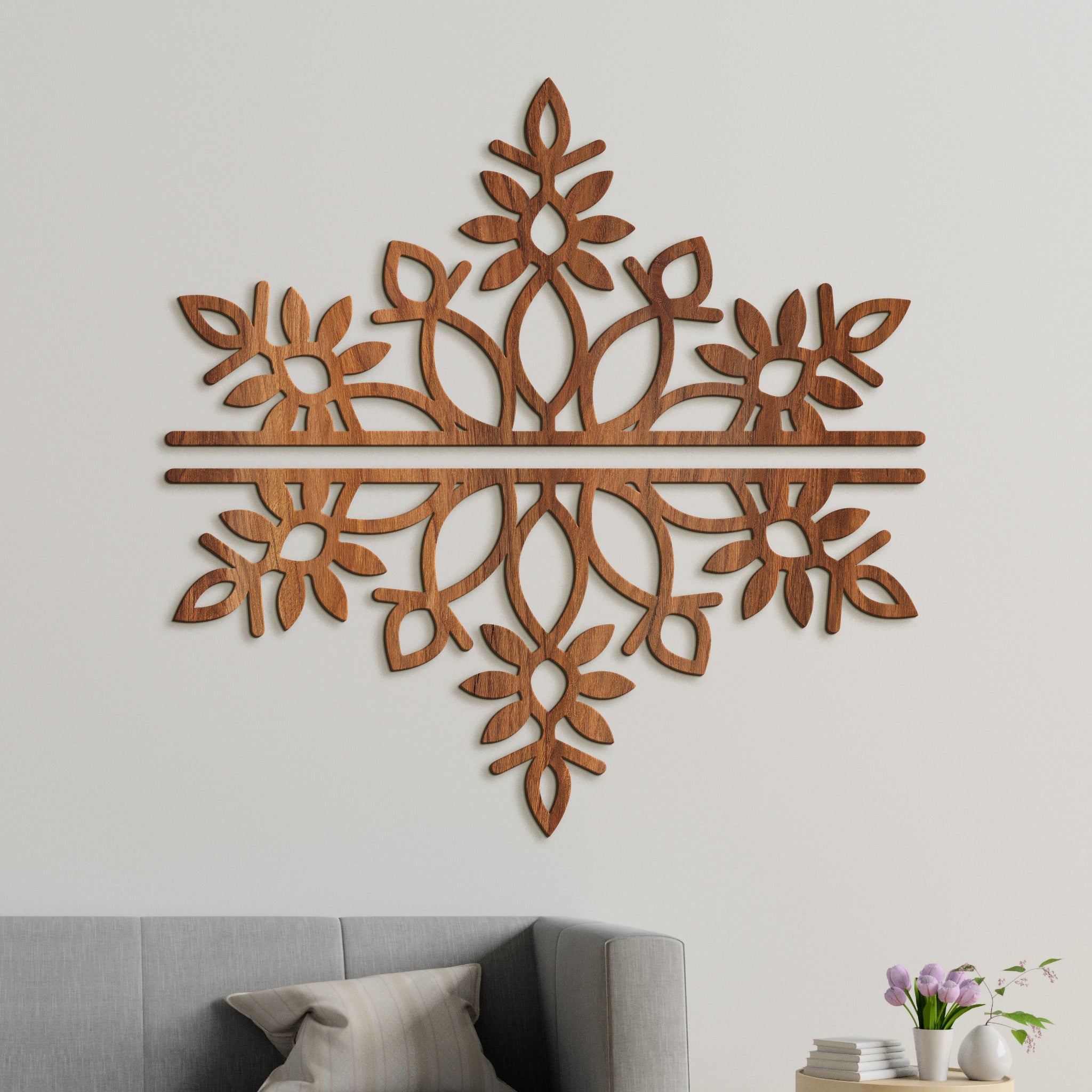 Dvojdielna drevená mandala SNOW