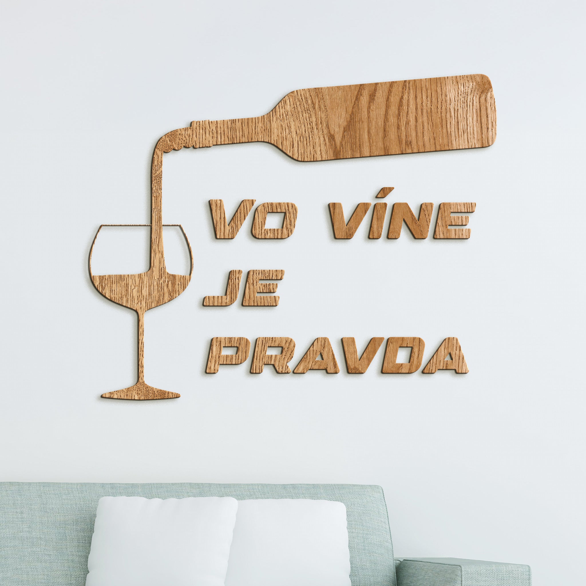 Nápis na stenu s citátom Vo víne je pravda