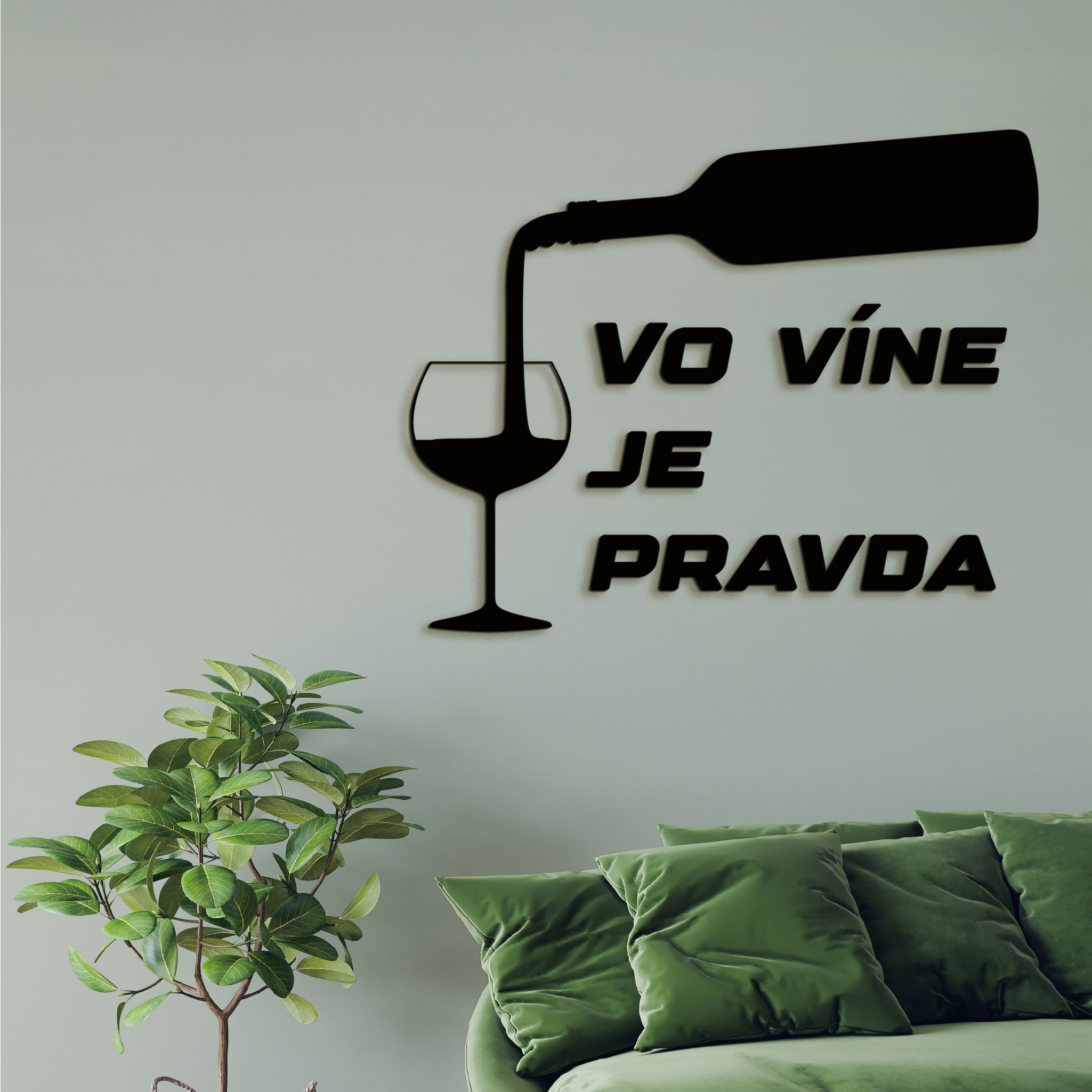 Nápis na stenu s citátom Vo víne je pravda