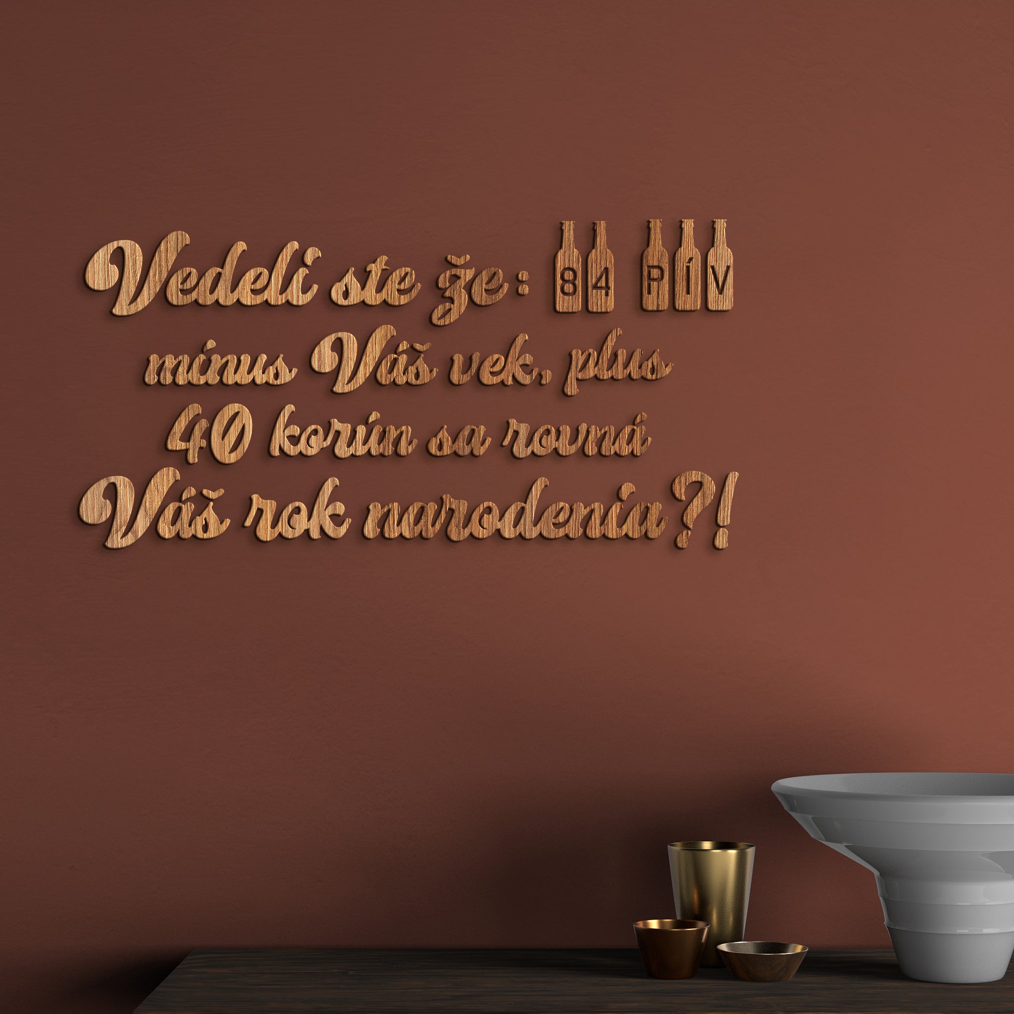 Vtipný drevený nápis na stenu PIVO