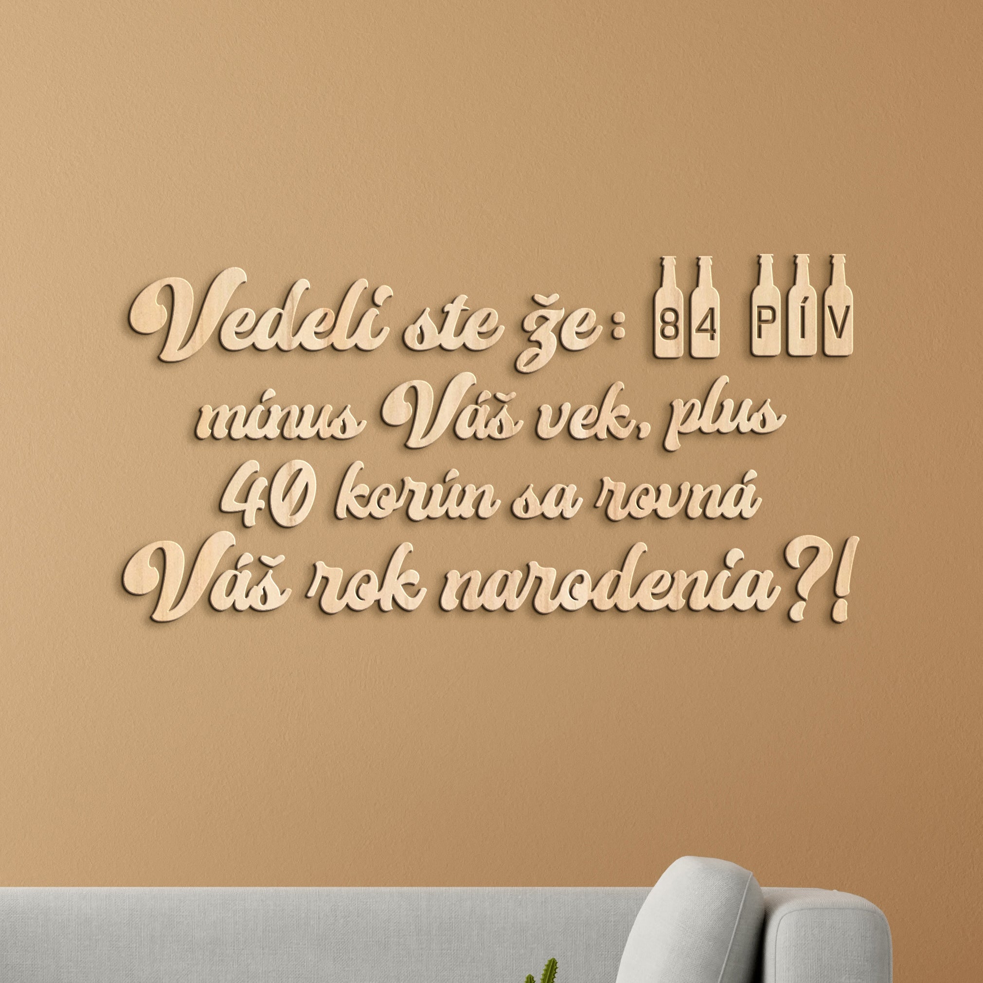Vtipný drevený nápis na stenu PIVO