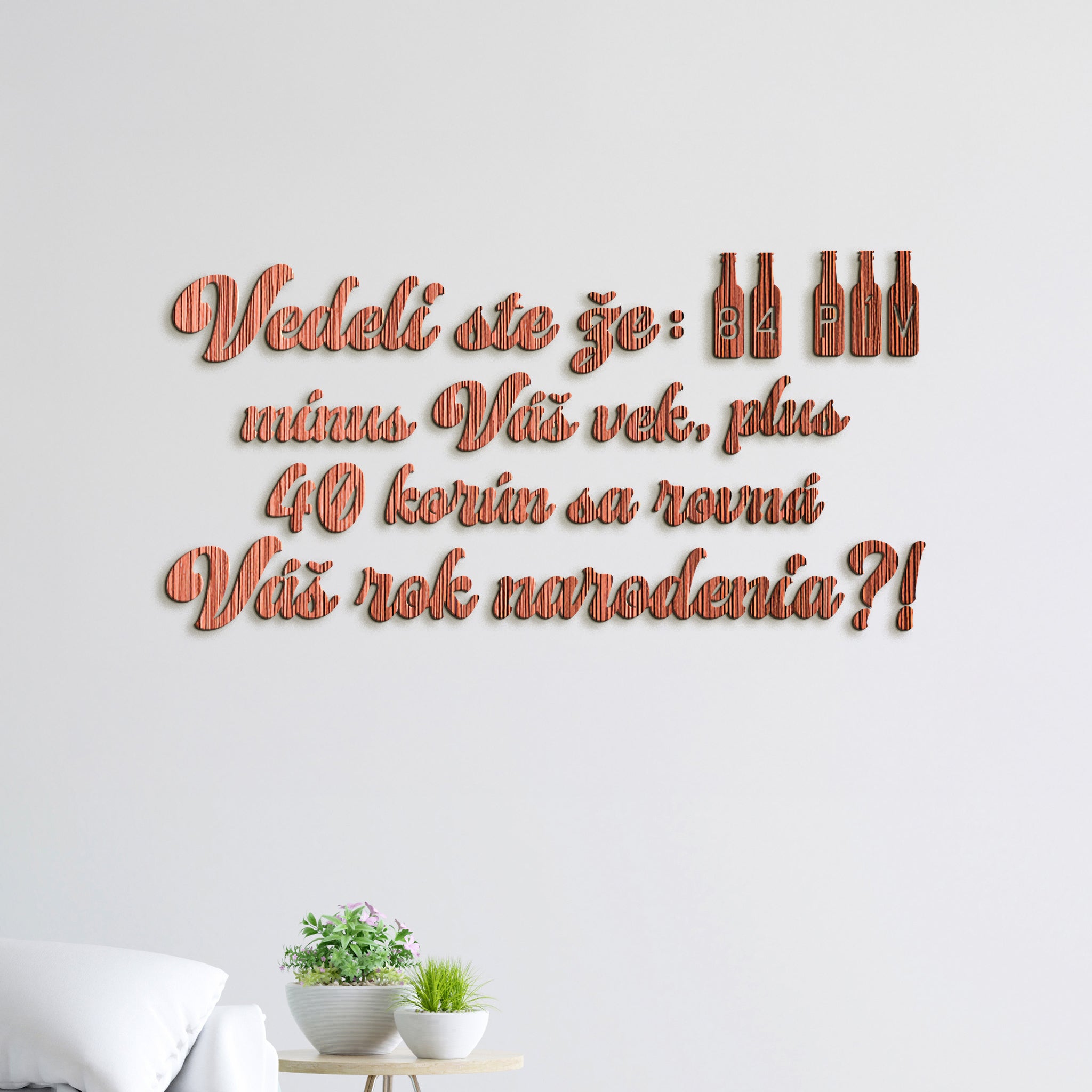 Vtipný drevený nápis na stenu PIVO