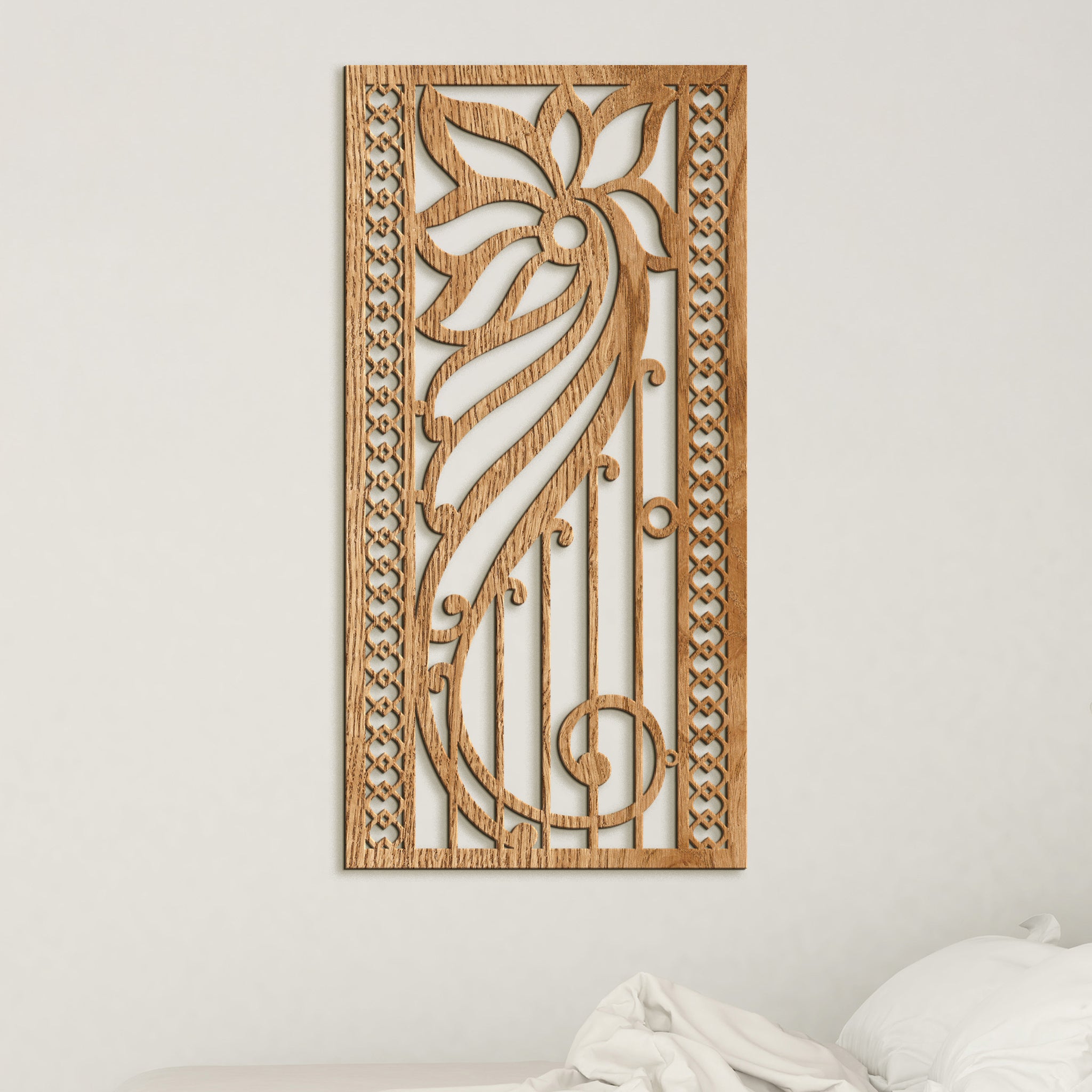 Drevená kvetinová mandala na stenu