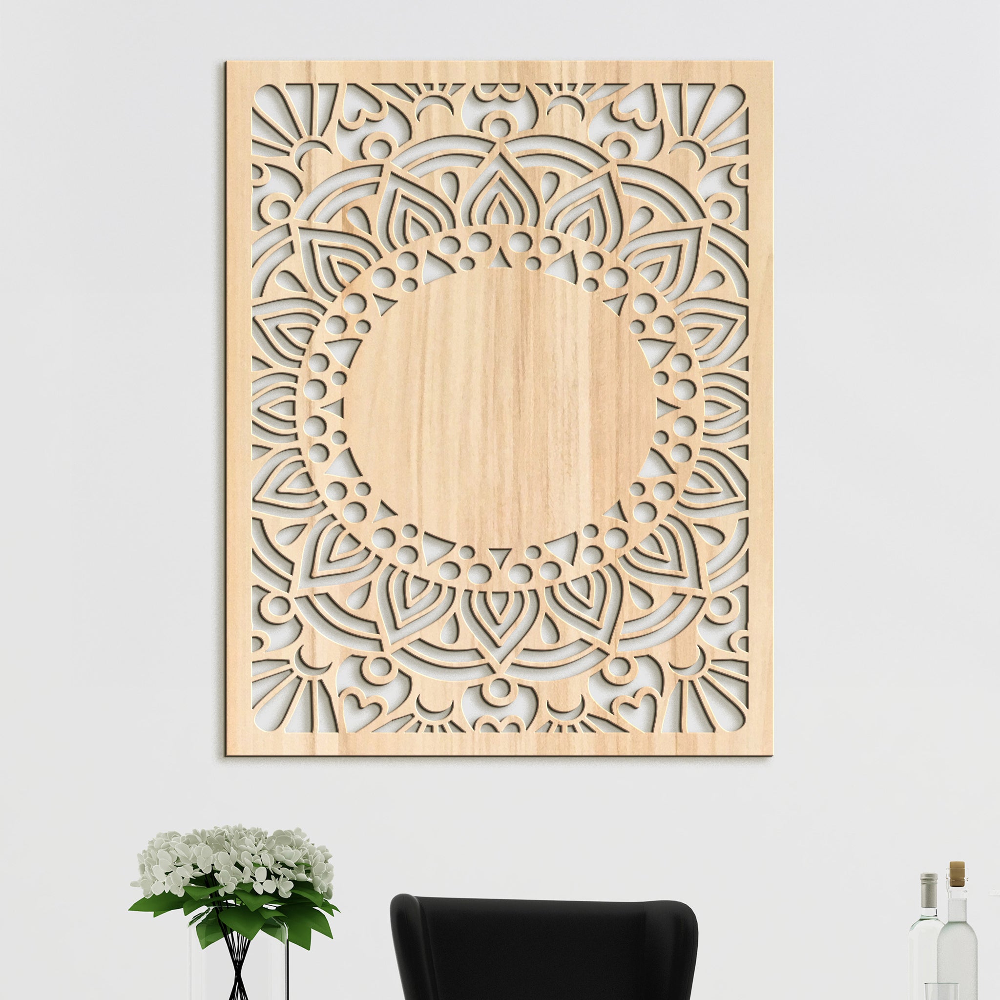 Drevená mandala Sun flower