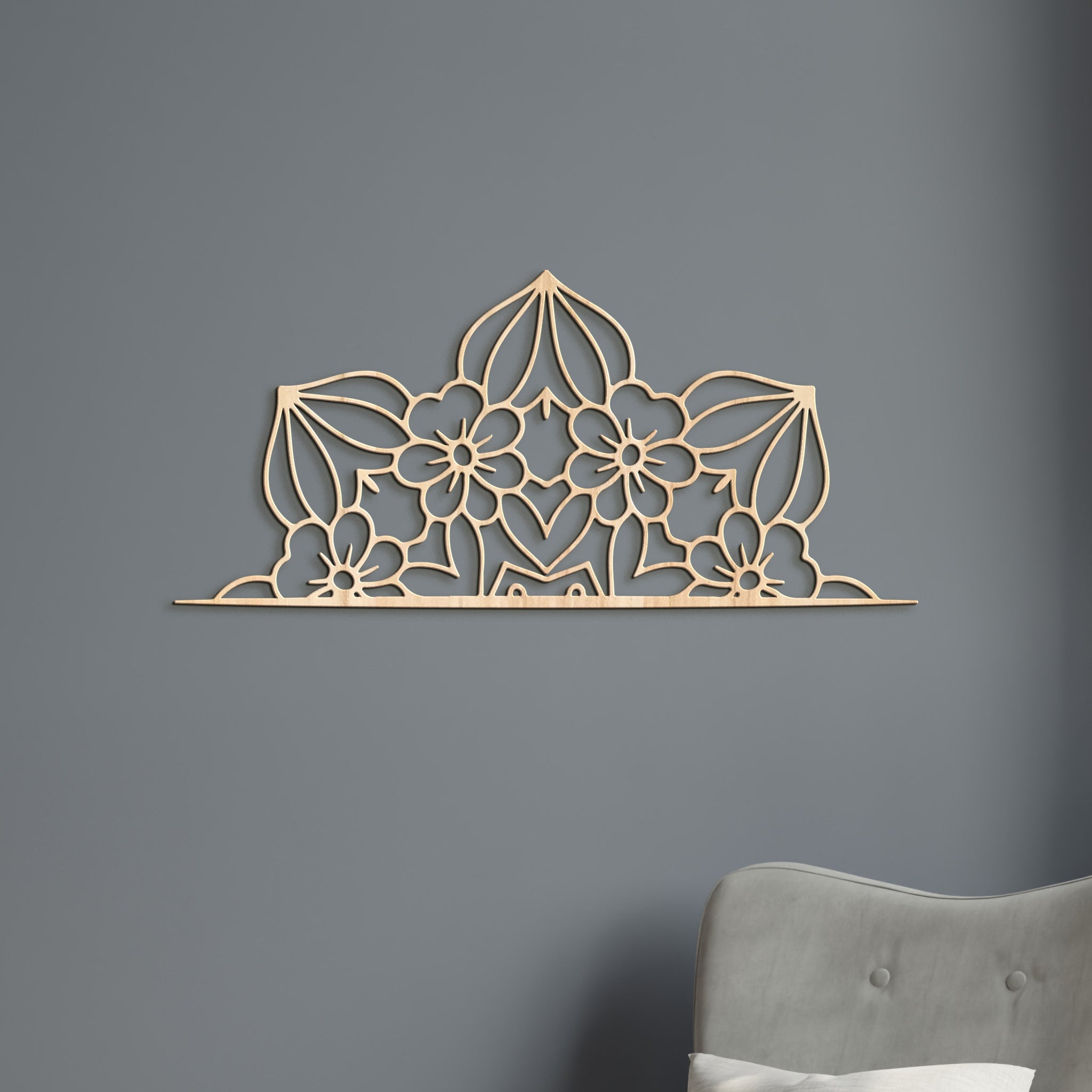 Drevená mandala polkruh CROWN
