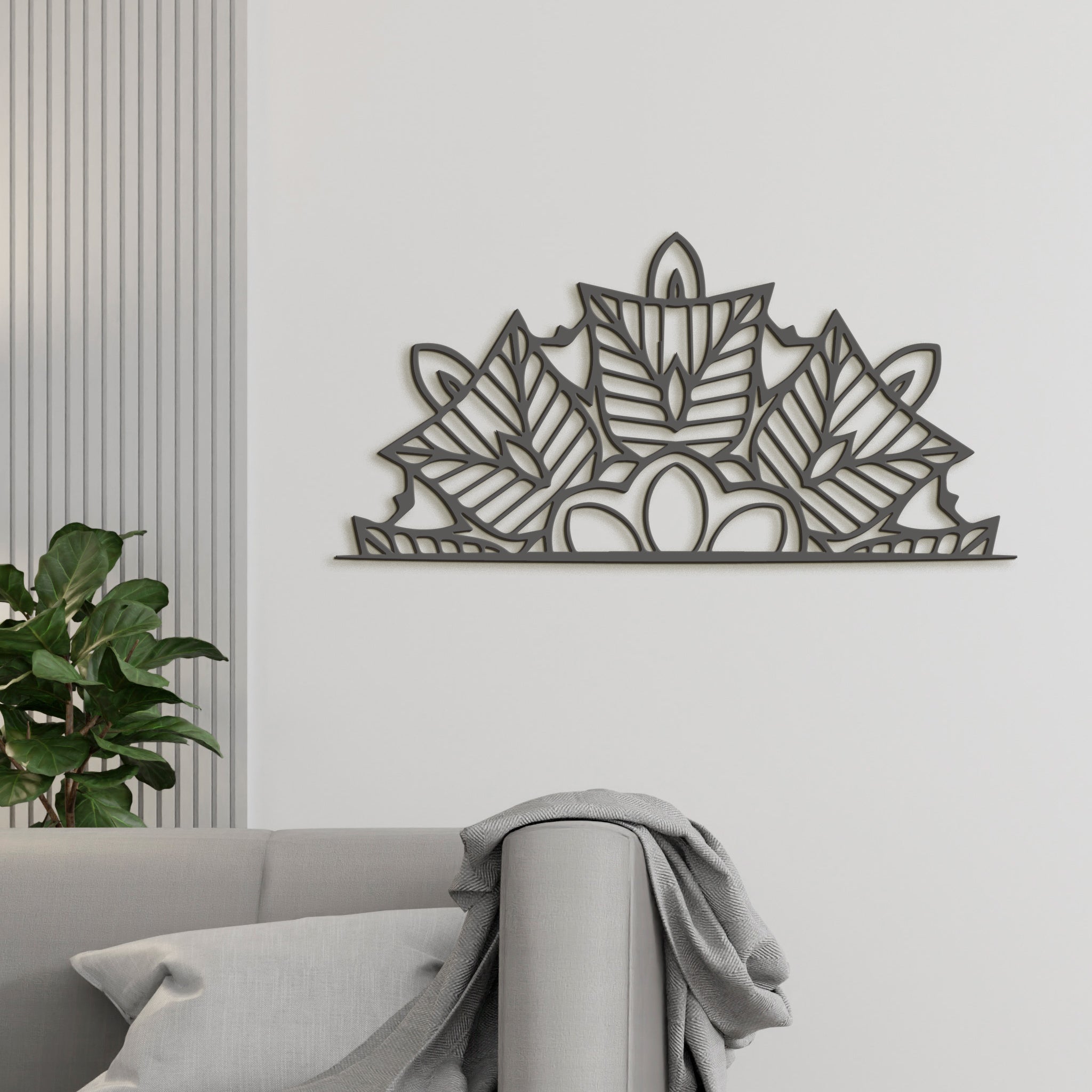 Drevená mandala polkruh Ornament