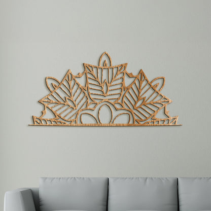 Drevená mandala polkruh Ornament