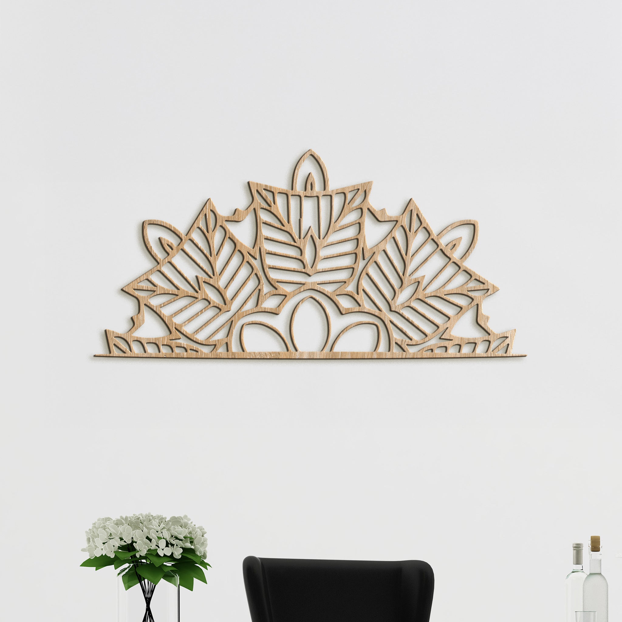 Drevená mandala polkruh Ornament