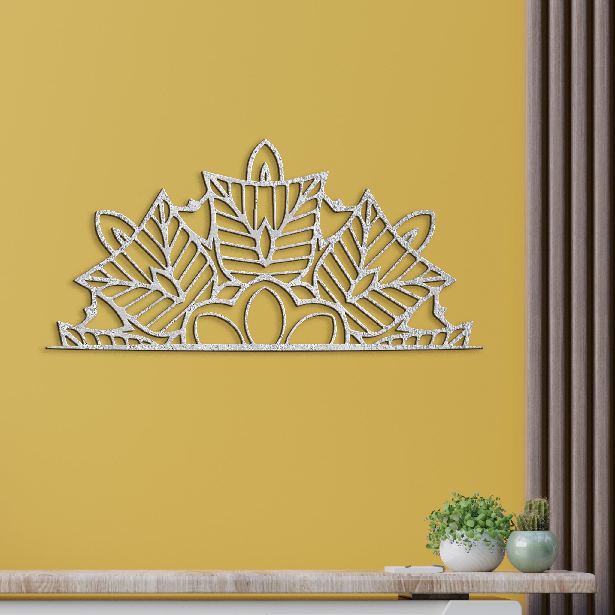 Drevená mandala polkruh Ornament