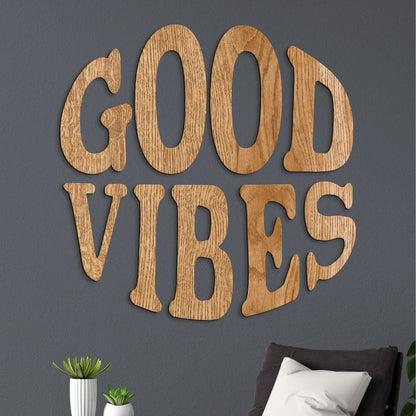 Drevený nápis GOOD VIBES