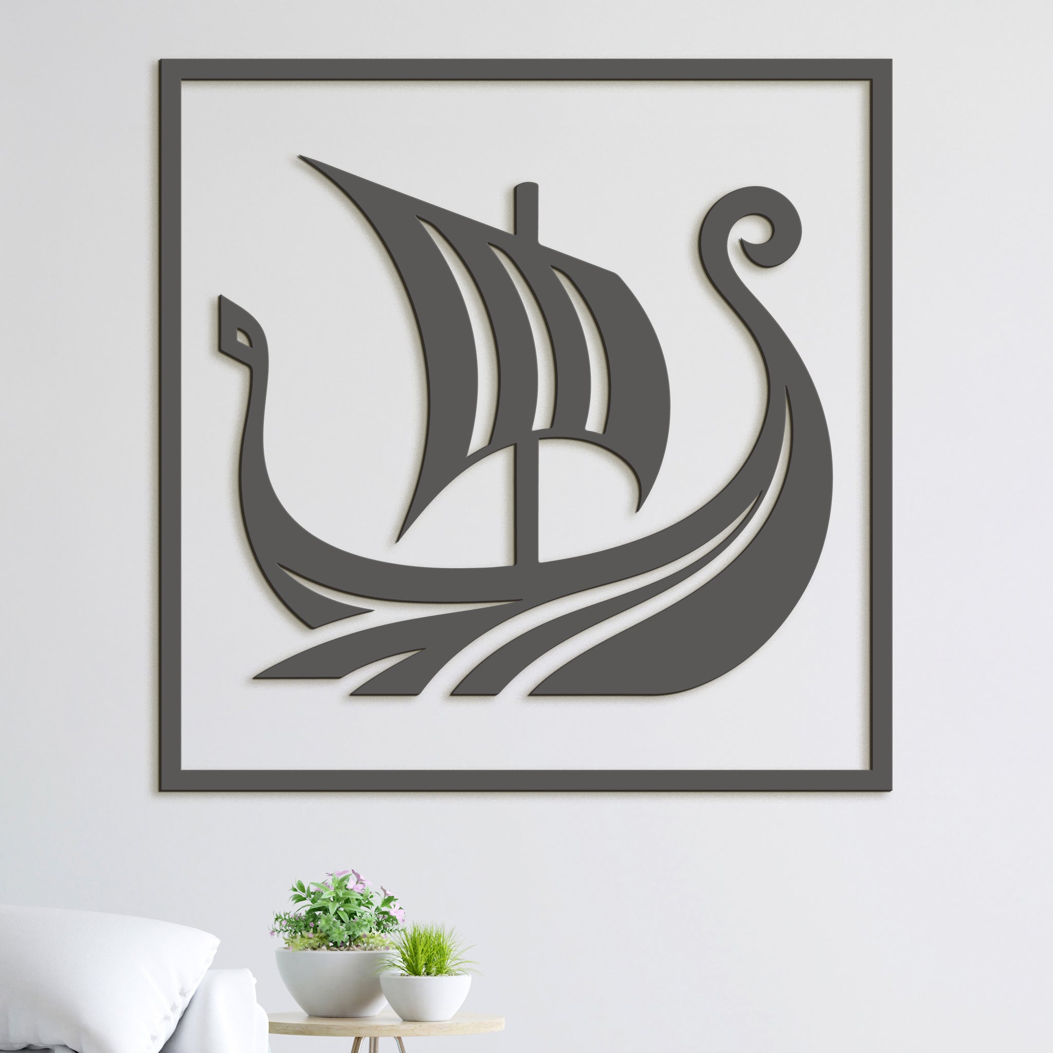 Dreveny obraz Vikingska lod