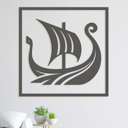 Dreveny obraz Vikingska lod