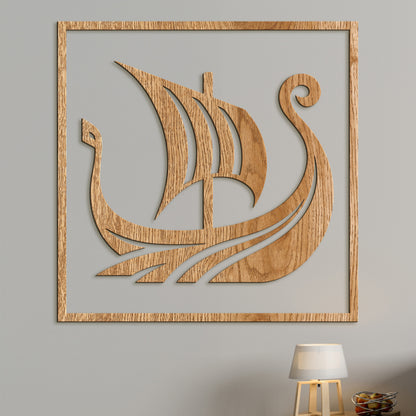 Dreveny obraz Vikingska lod