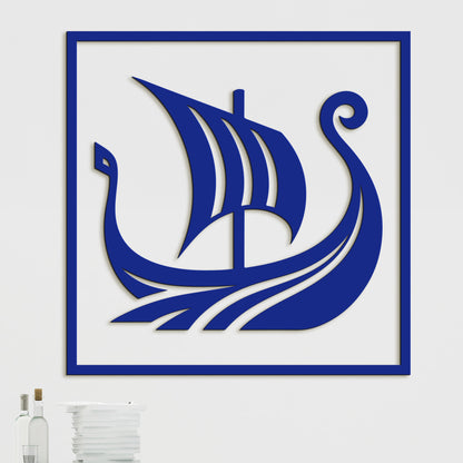 Dreveny obraz Vikingska lod