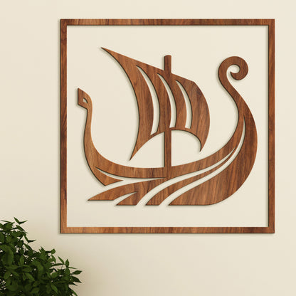 Dreveny obraz Vikingska lod