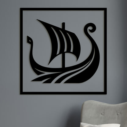 Dreveny obraz Vikingska lod