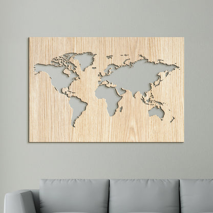 Drevený obraz na stenu Mapa sveta