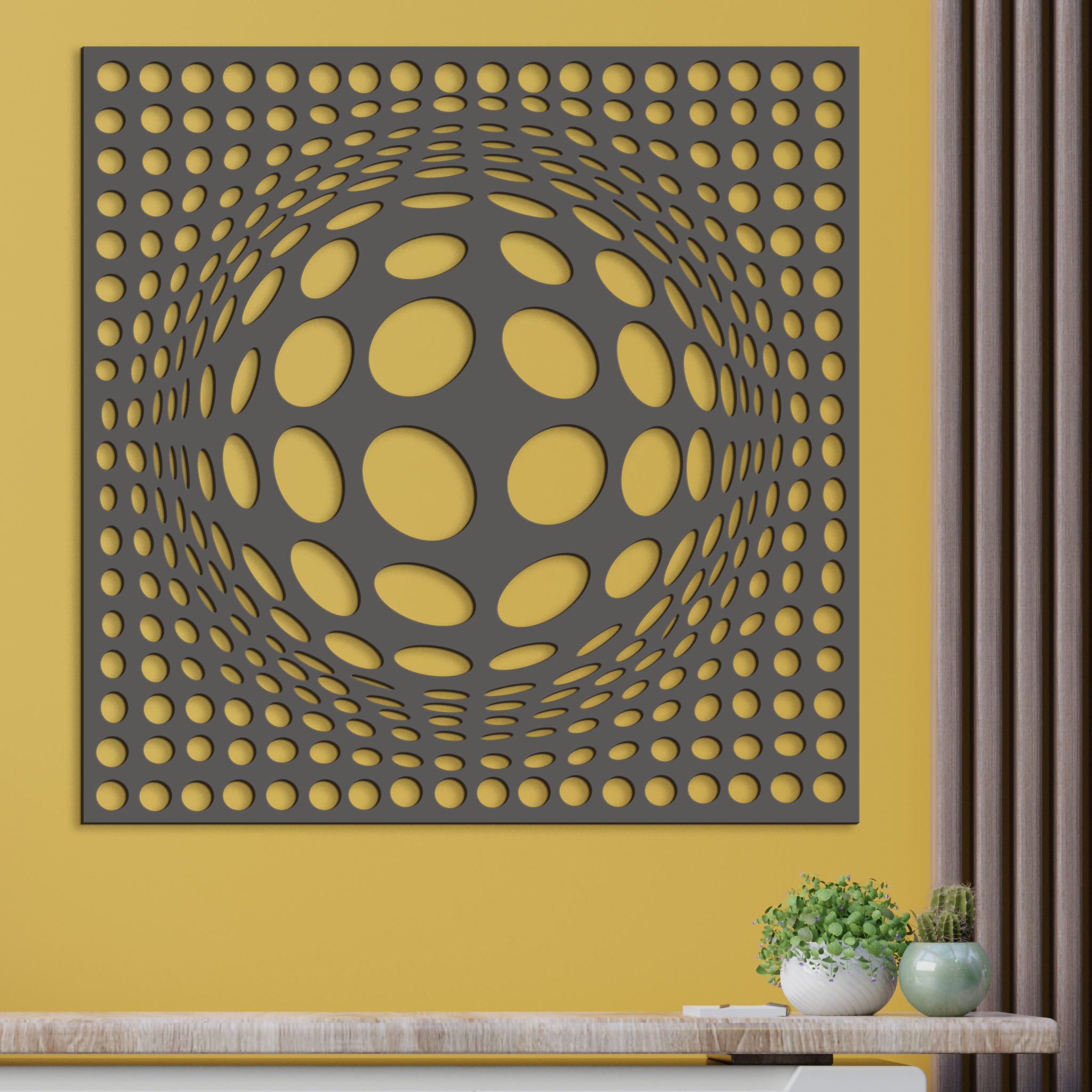 Dreveny panel 3D iluzia
