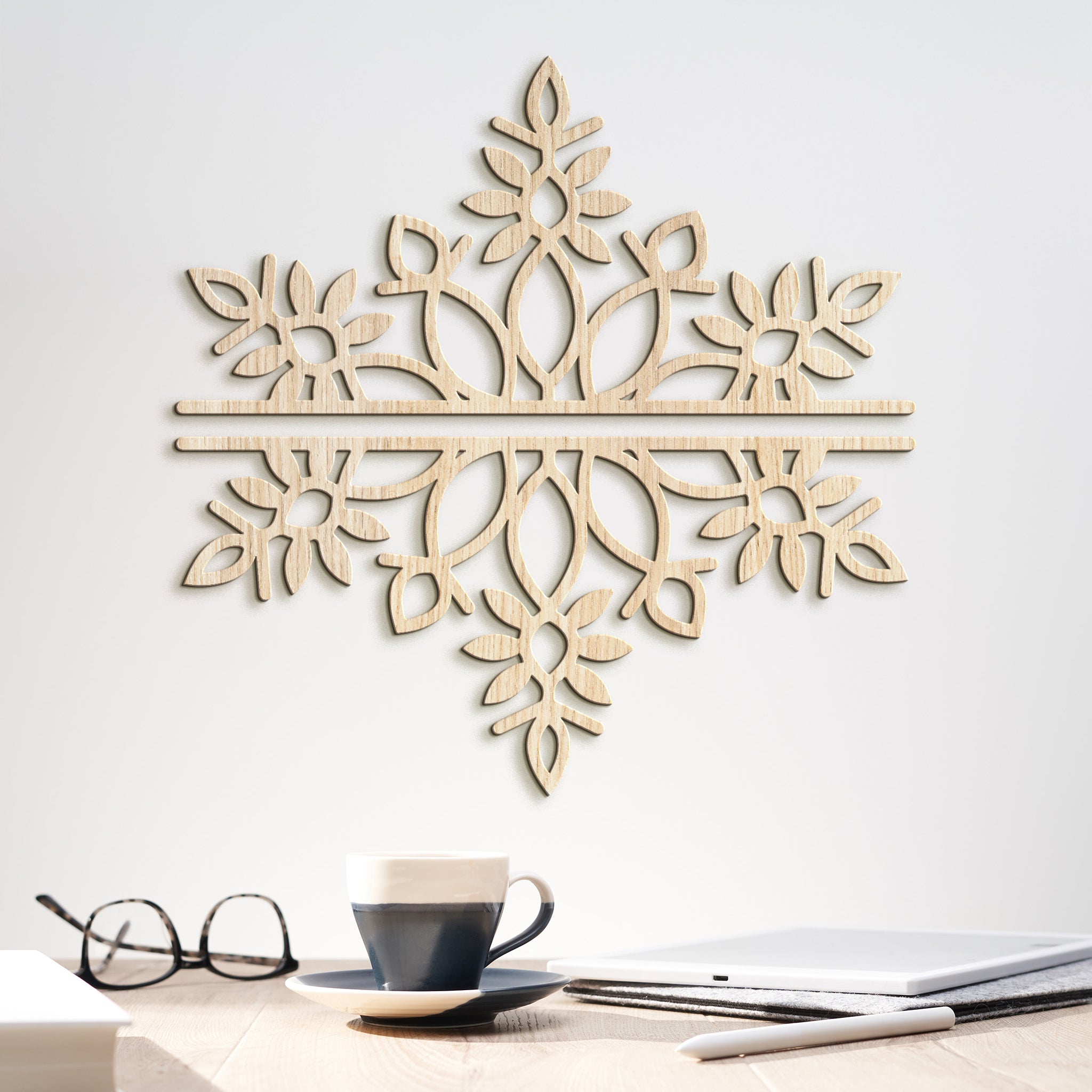 Dvojdielna drevená mandala SNOW