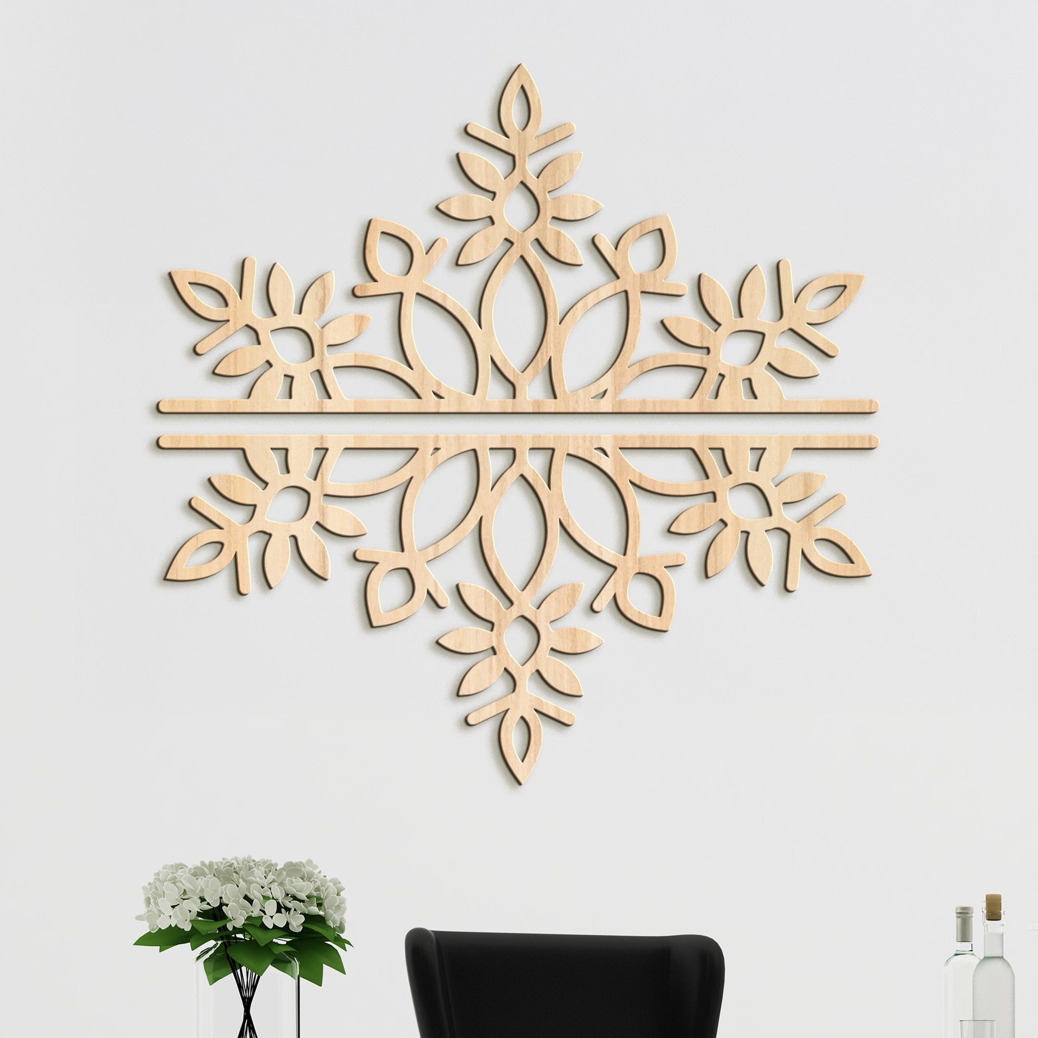 Dvojdielna drevená mandala SNOW