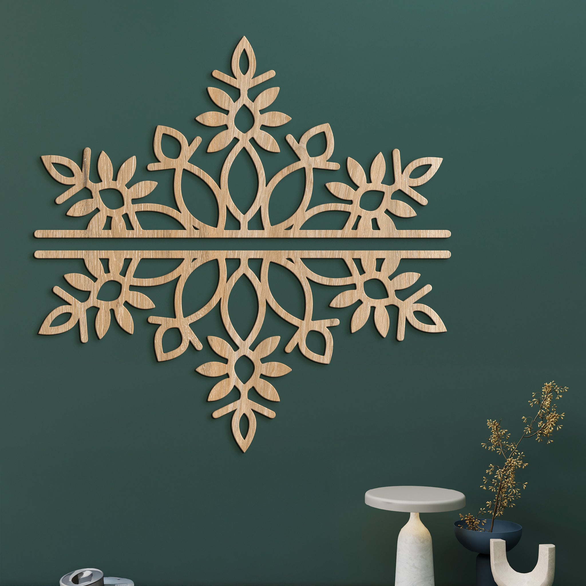 Dvojdielna drevená mandala SNOW