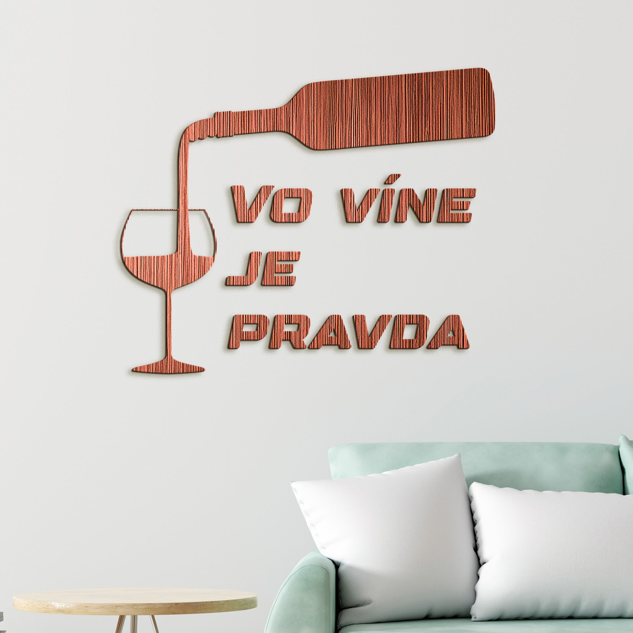 Nápis na stenu s citátom Vo víne je pravda
