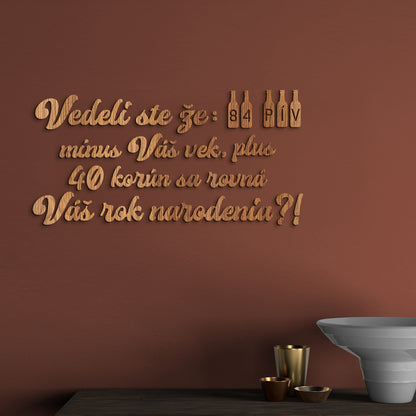 Vtipný drevený nápis na stenu PIVO