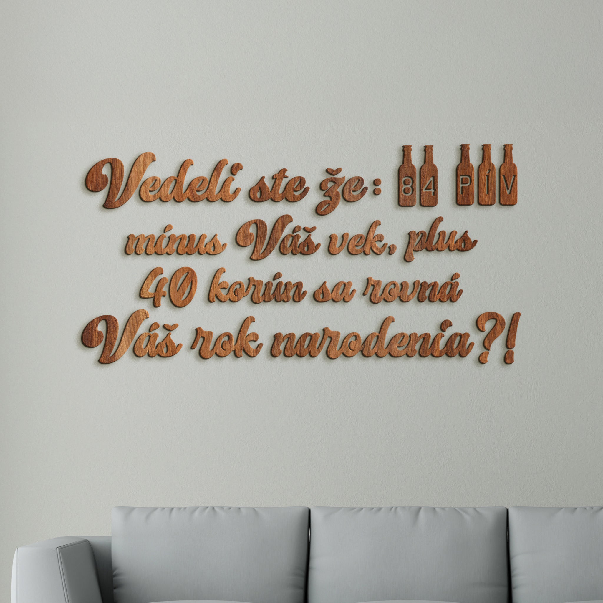 Vtipný drevený nápis na stenu PIVO